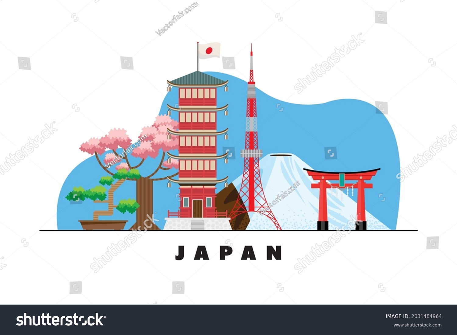 Japanese Culture Card Landmarks Stock Vector (Royalty Free) 2031484964 ...