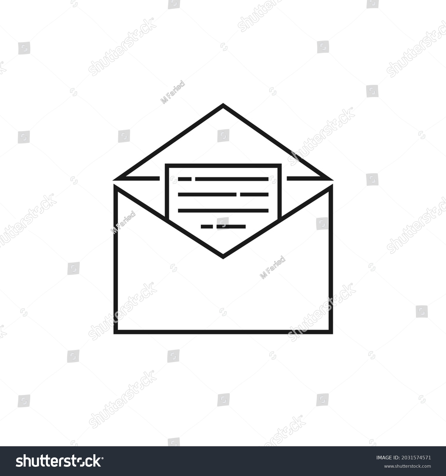 Black Outline Open Envelope Vector Drawing Stock Vector Royalty Free 2031574571 Shutterstock 0866