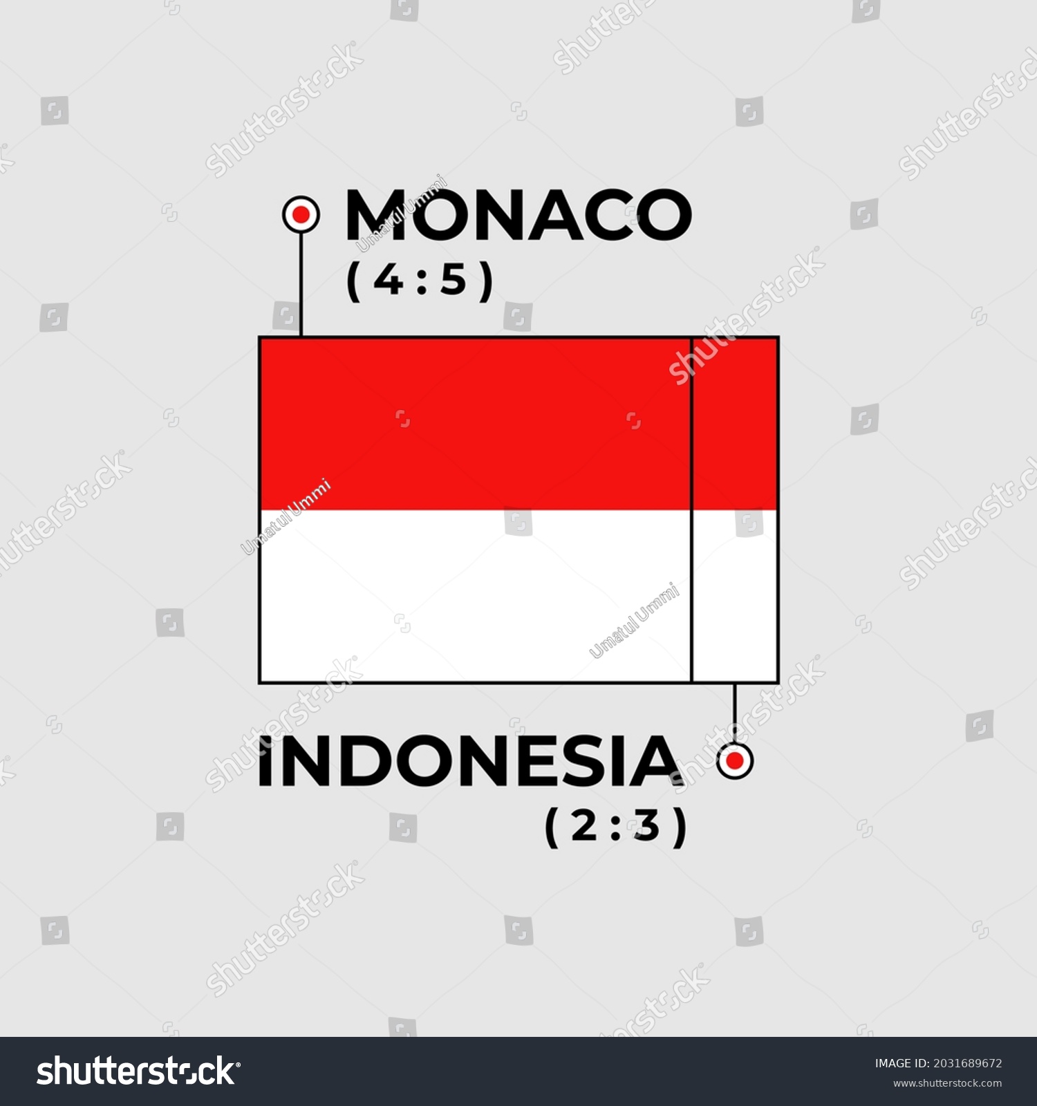 Difference Between Flag Indonesia Monaco Dimensional Stock Vector ...