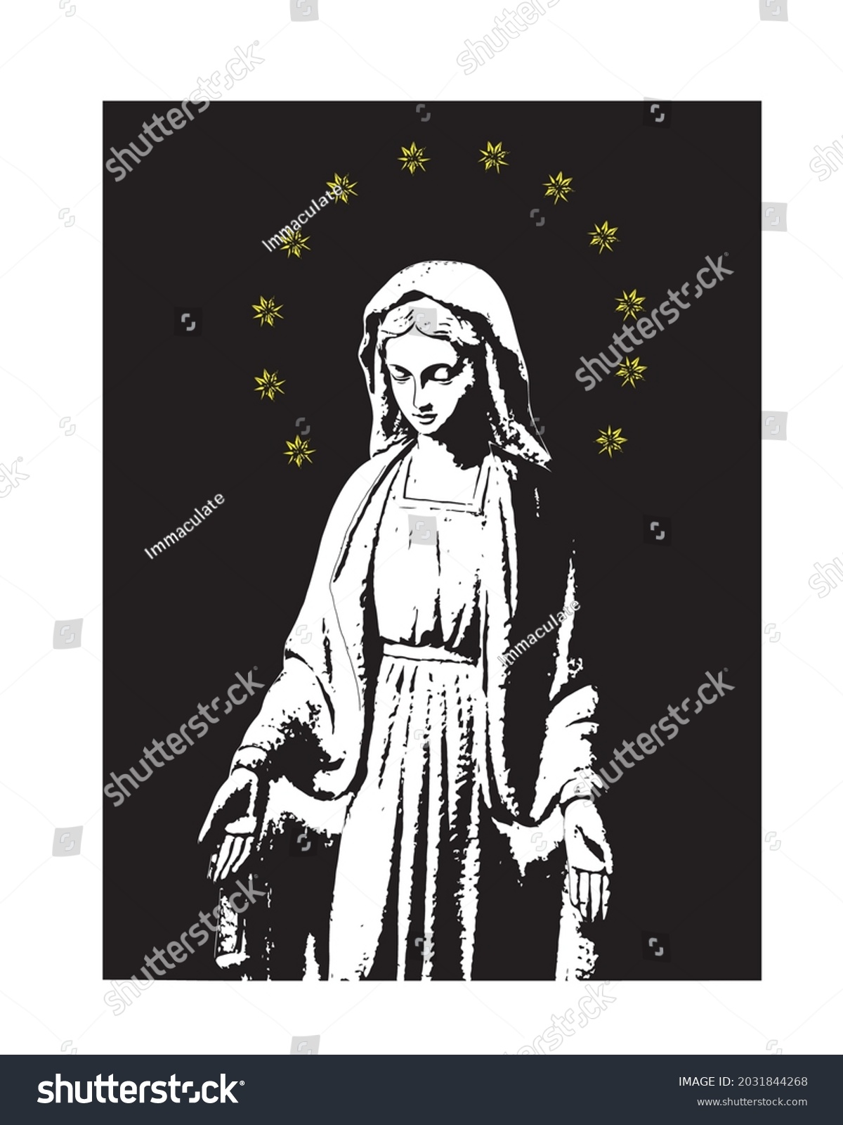 Our Lady Grace Illustration Virgin Mary Stock Vector (Royalty Free ...