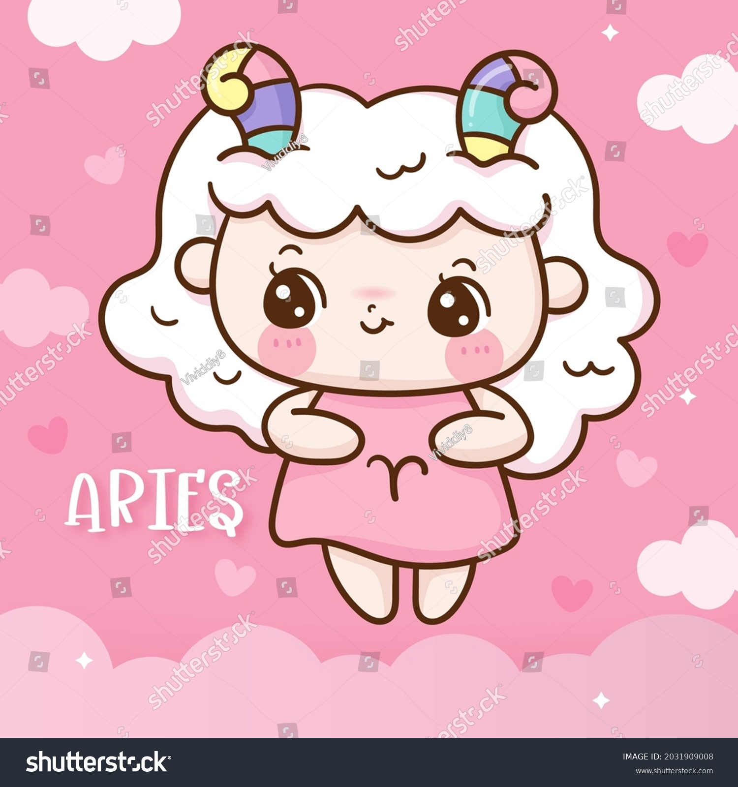 Cute Aries Sagittarius Cartoon Horoscope Love Stock Vector (Royalty ...