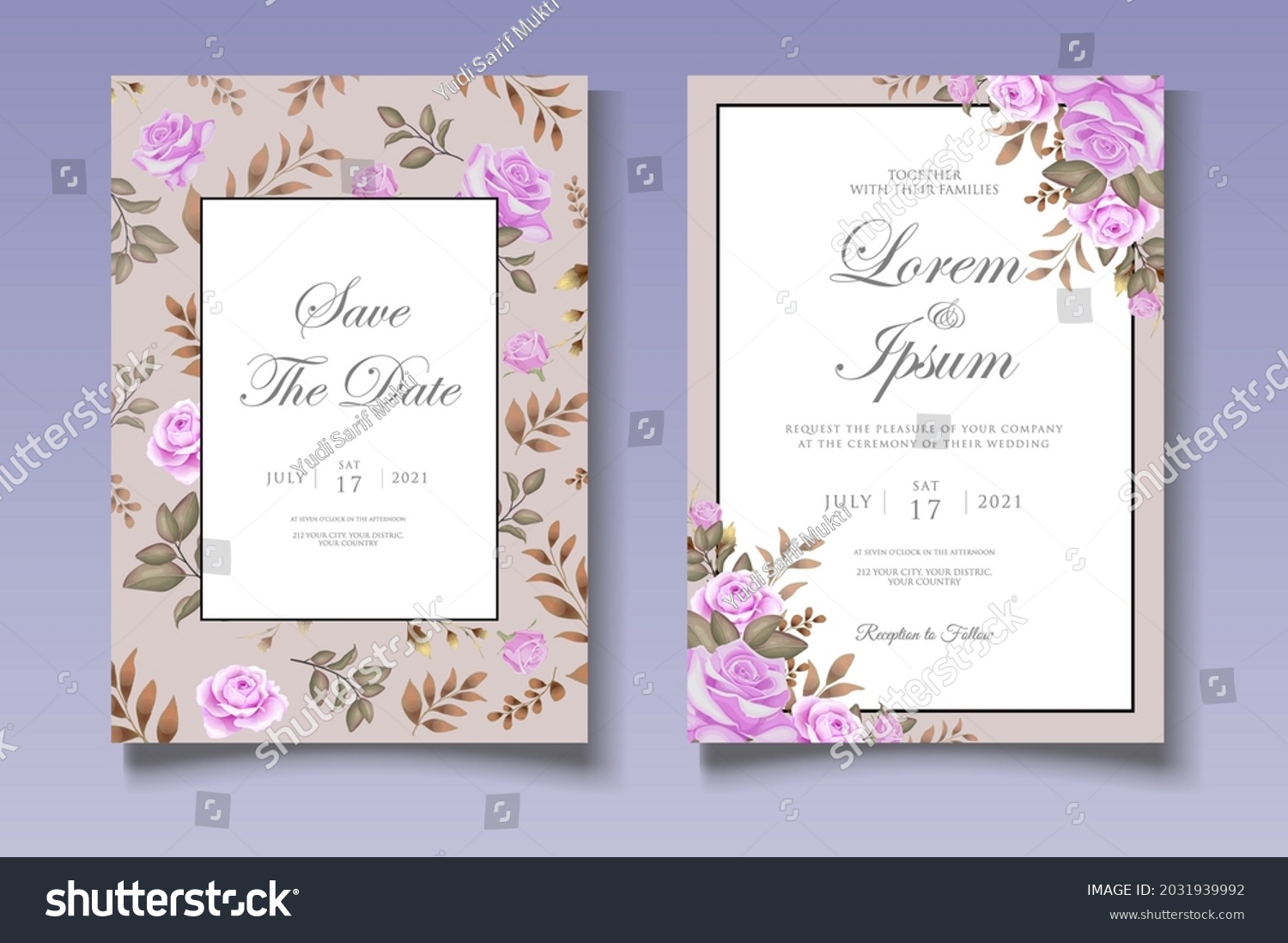 Elegant Beautiful Floral Wedding Invitation Card 库存矢量图（免版税）2031939992 Shutterstock