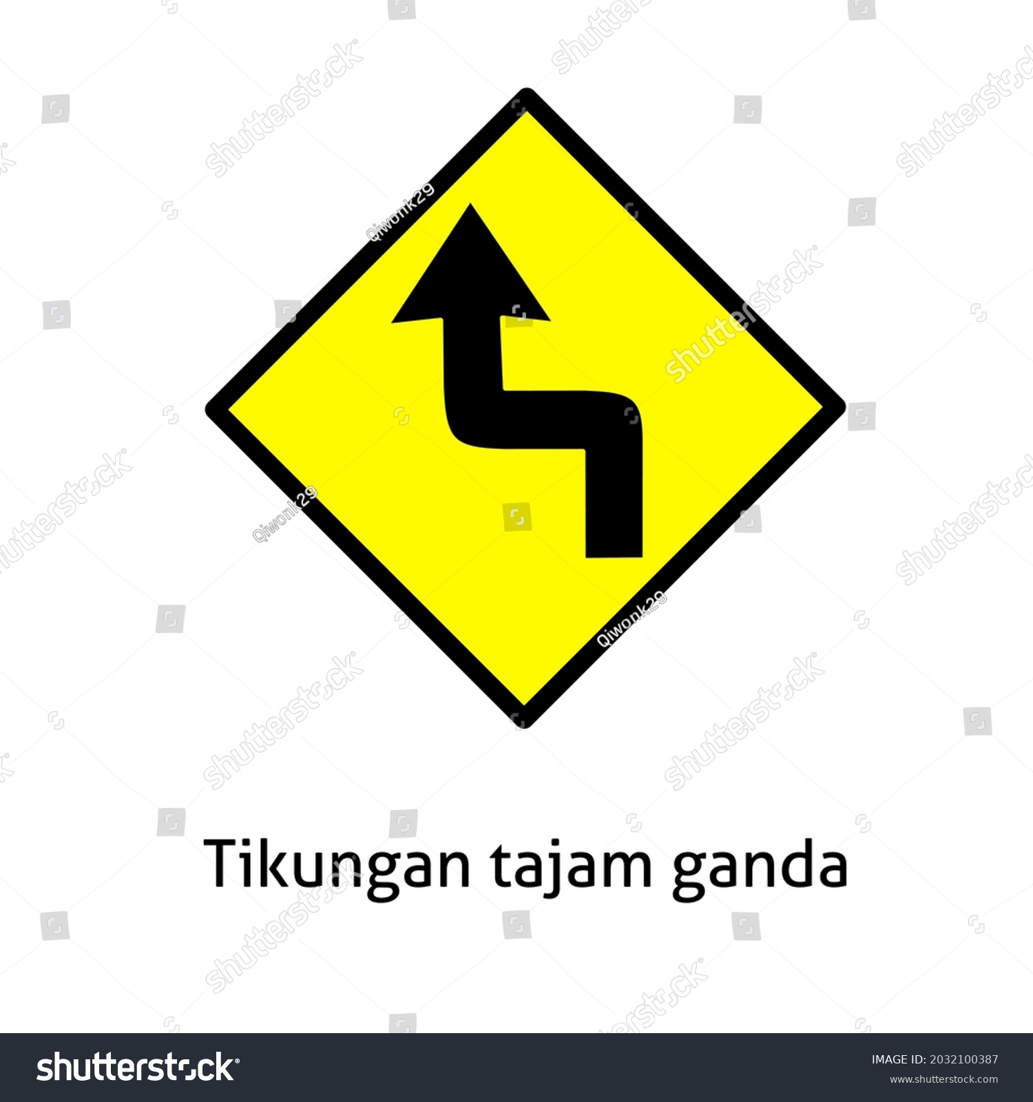 Double Sharp Bend Traffic Sign Vector Stock Vector (Royalty Free ...