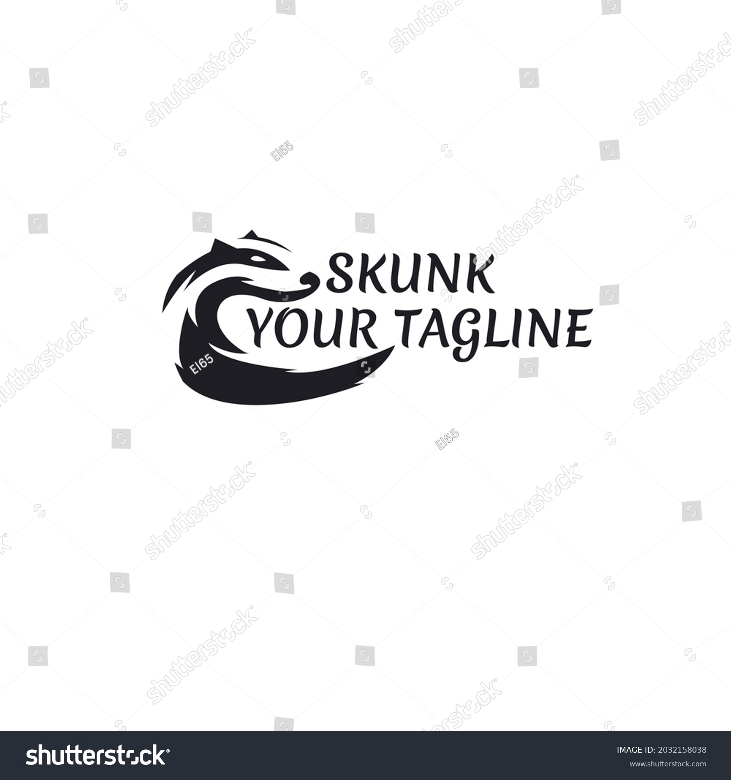 Skunk Logo Black Flat Color Simple Stock Vector (Royalty Free ...