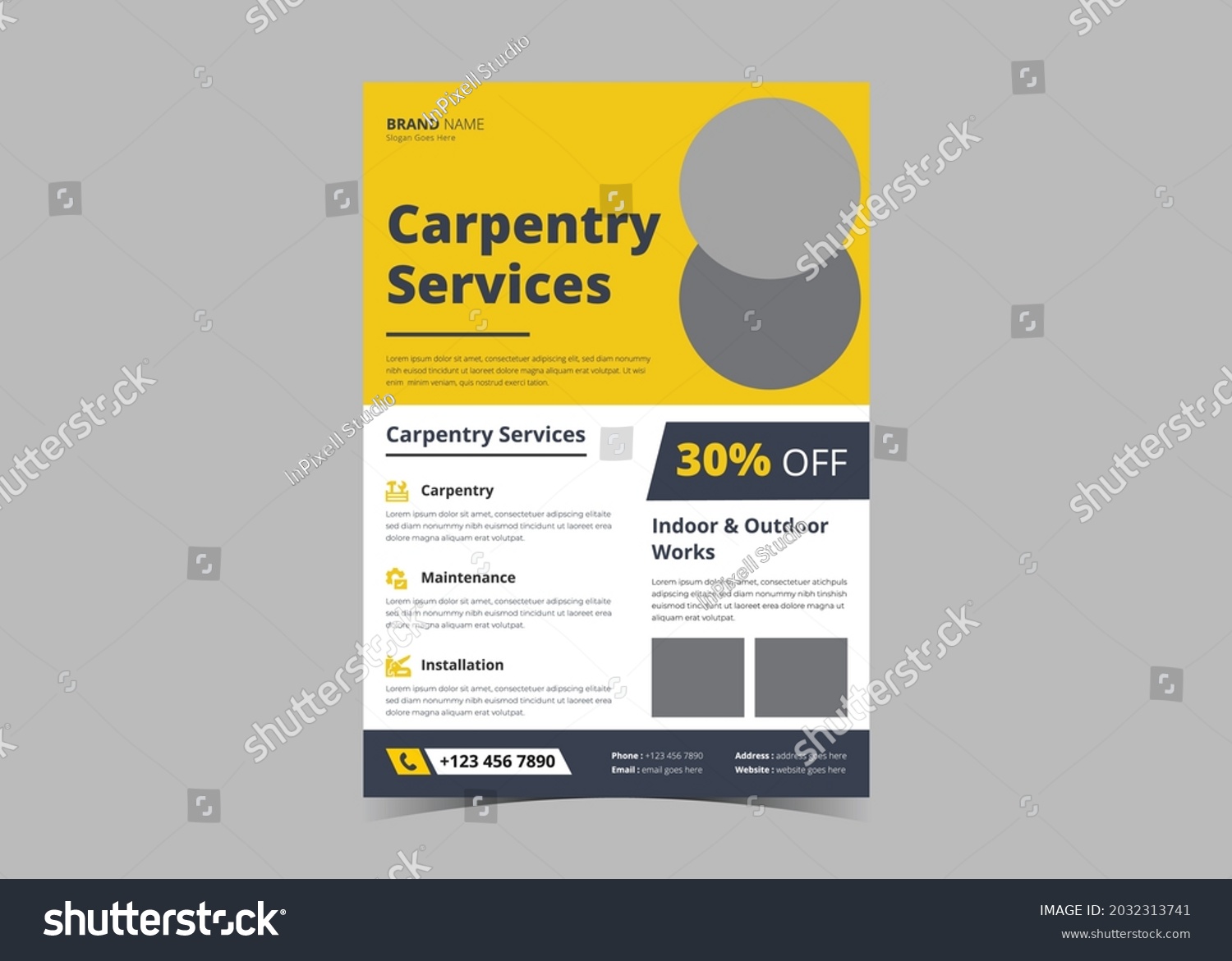 Carpentry Service Flyer Design Template Carpentry Stock Vector Royalty