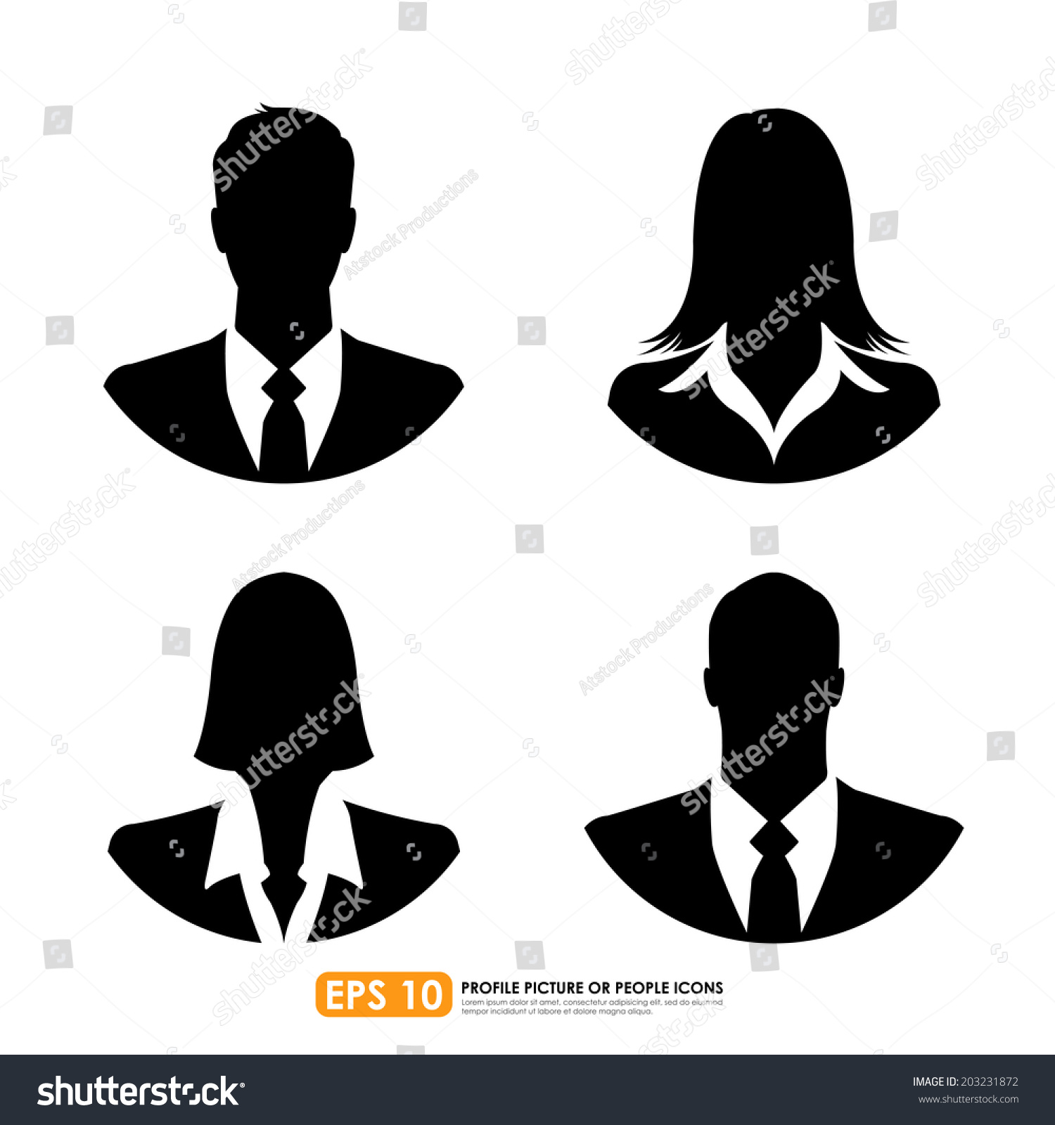 Male Female Businesspeople Icons On White Stock Vector (Royalty Free ...