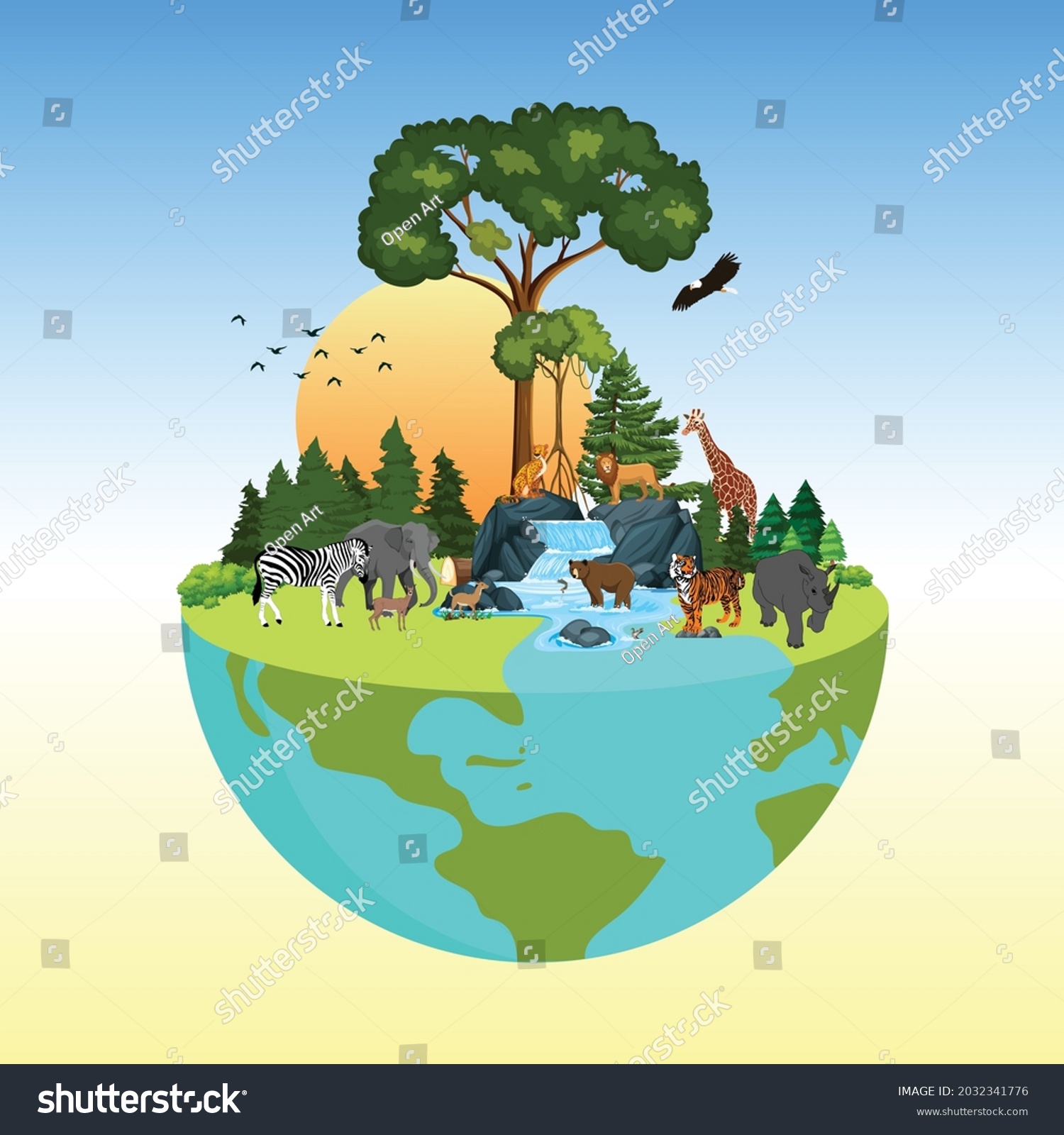 Life Cycle Forest Animals World Wildlife Stock Vector (Royalty Free ...