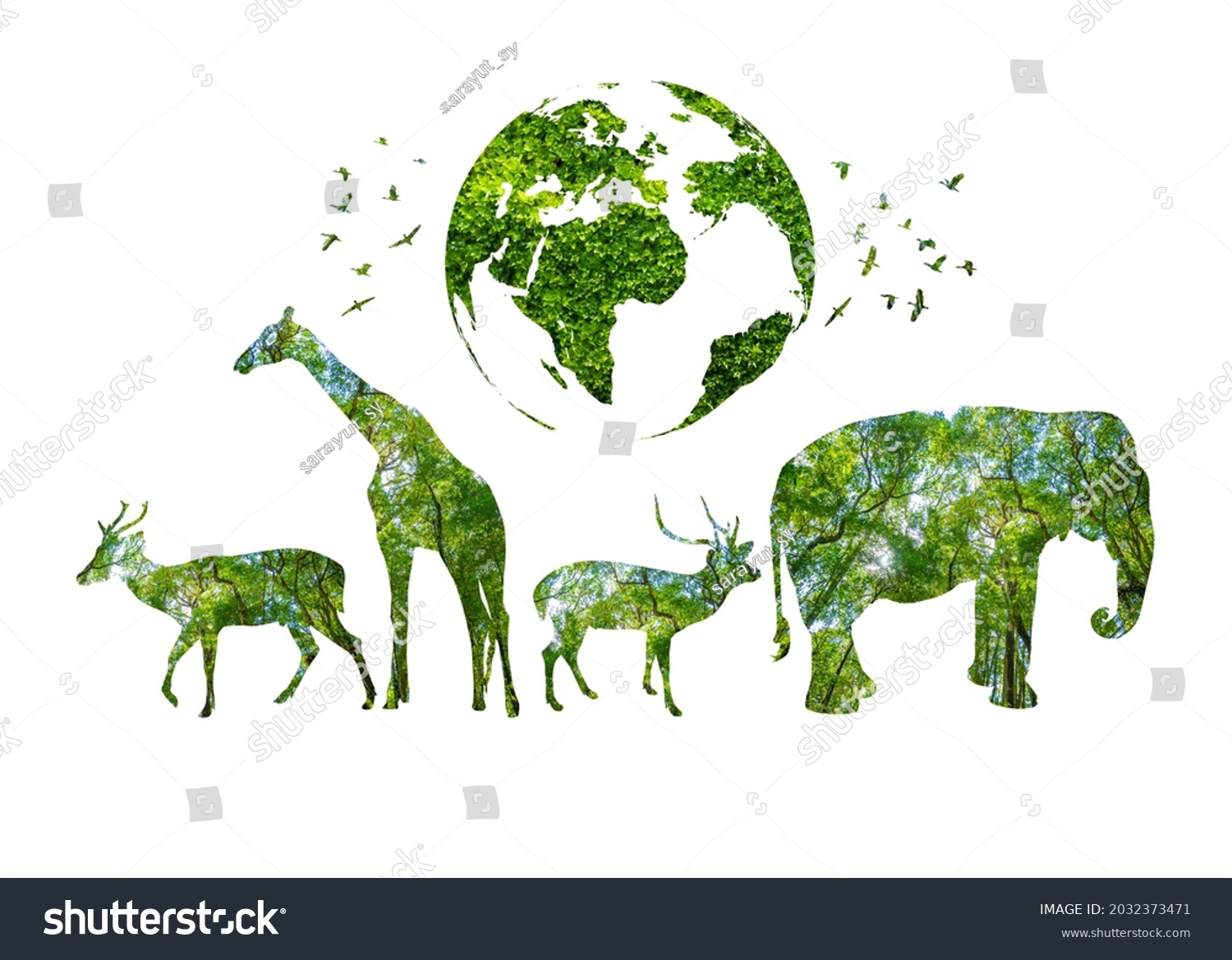 World Wildlife Day Forest Silhouette Shape Stock Photo 2032373471 ...