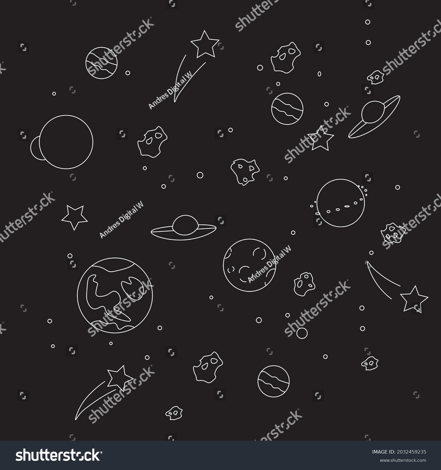 Galaxy Illustration Black White Vector Lines Stock Vector (Royalty Free ...