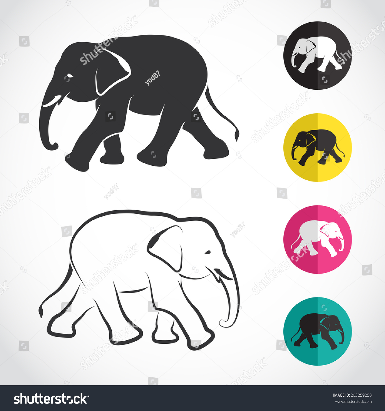 Vector Image Elephant Design On White Stock Vector (Royalty Free ...