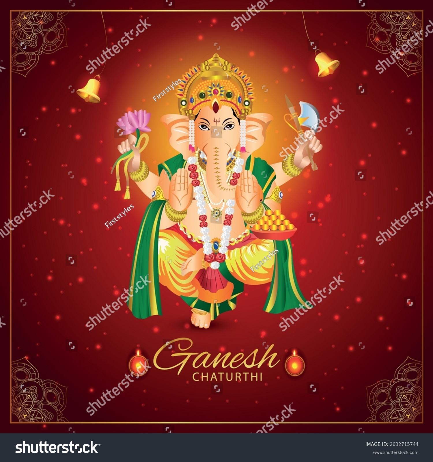 Indian Festival Happy Ganesh Chaturthi Invitation Stock Vector Royalty Free 2032715744 2320