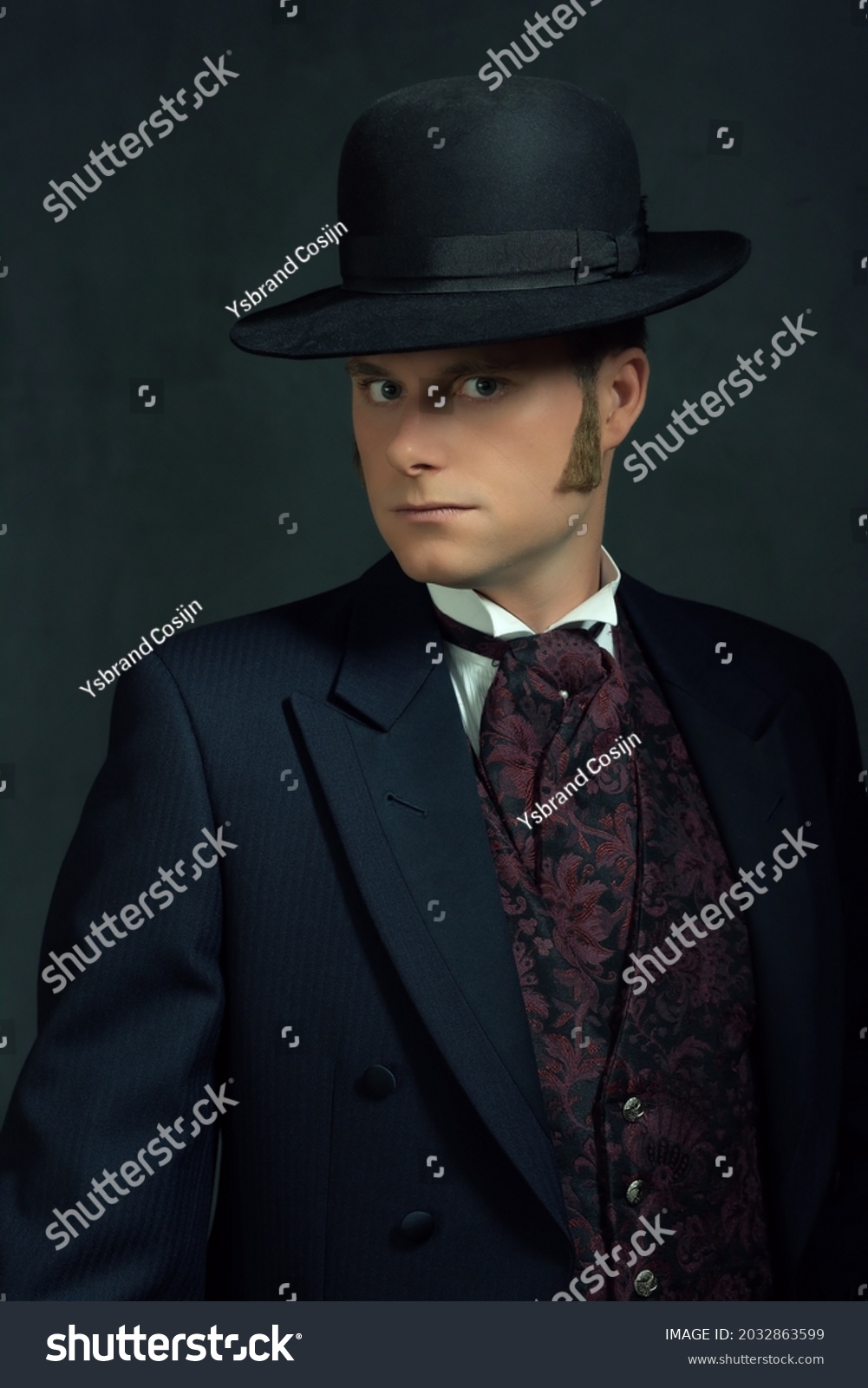 Young Man Stylish Vintage Victorian Attire Stock Photo 2032863599 ...