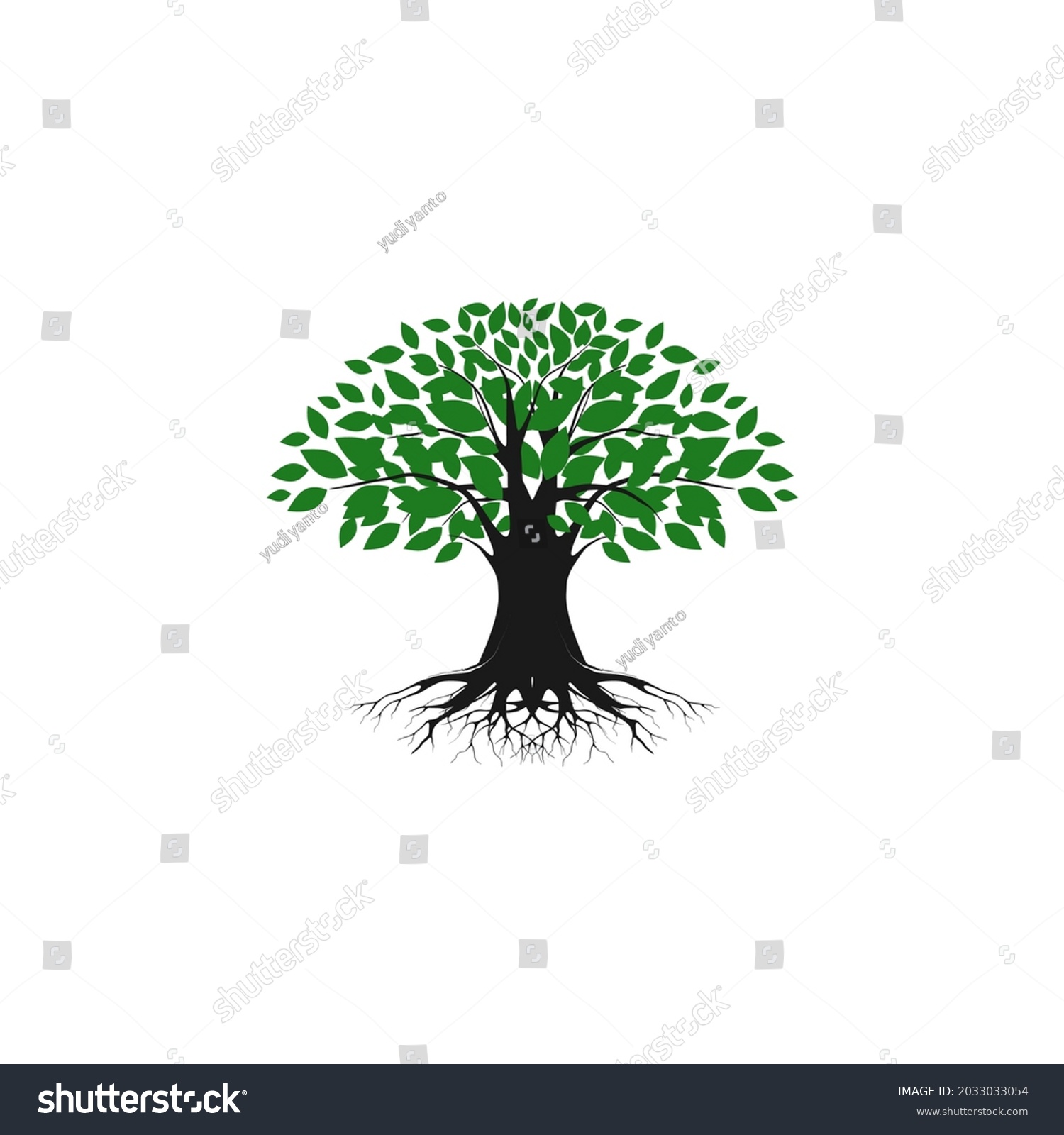 Tree Vector Illustration Roots Banyan Tree Stock Vector (Royalty Free ...