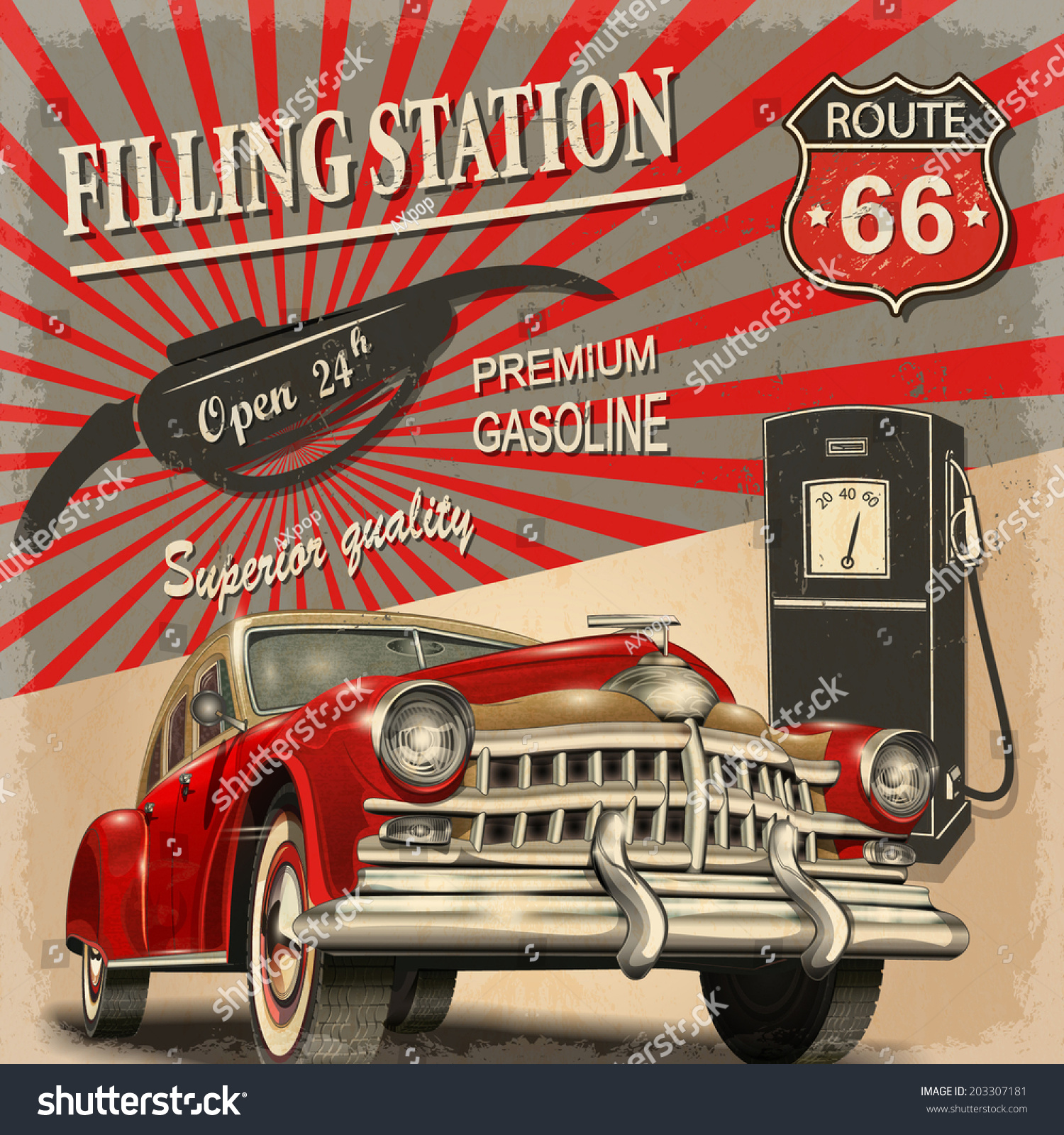 Filling Station Retro Poster Stock Vector (Royalty Free) 203307181 ...