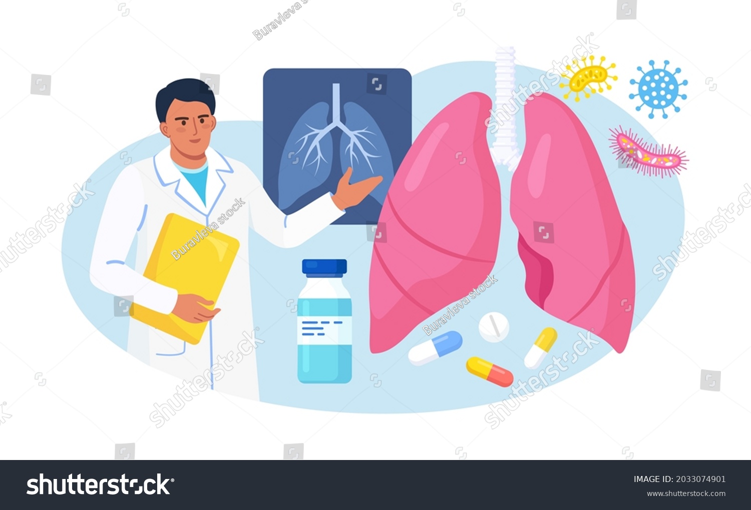 Pulmonology Doctor Examining Lungs Tuberculosis Pneumonia Stock Vector ...