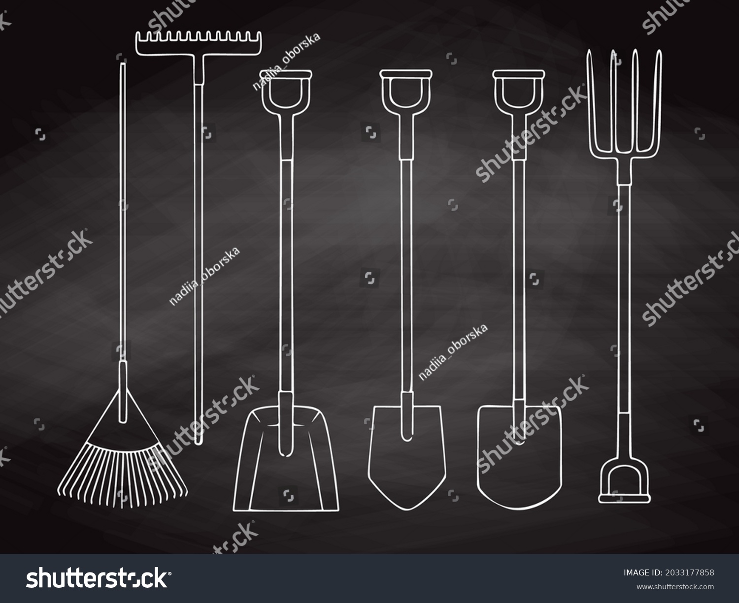 Set Different Garden Tools Shovel Rake Stock Vector (Royalty Free ...