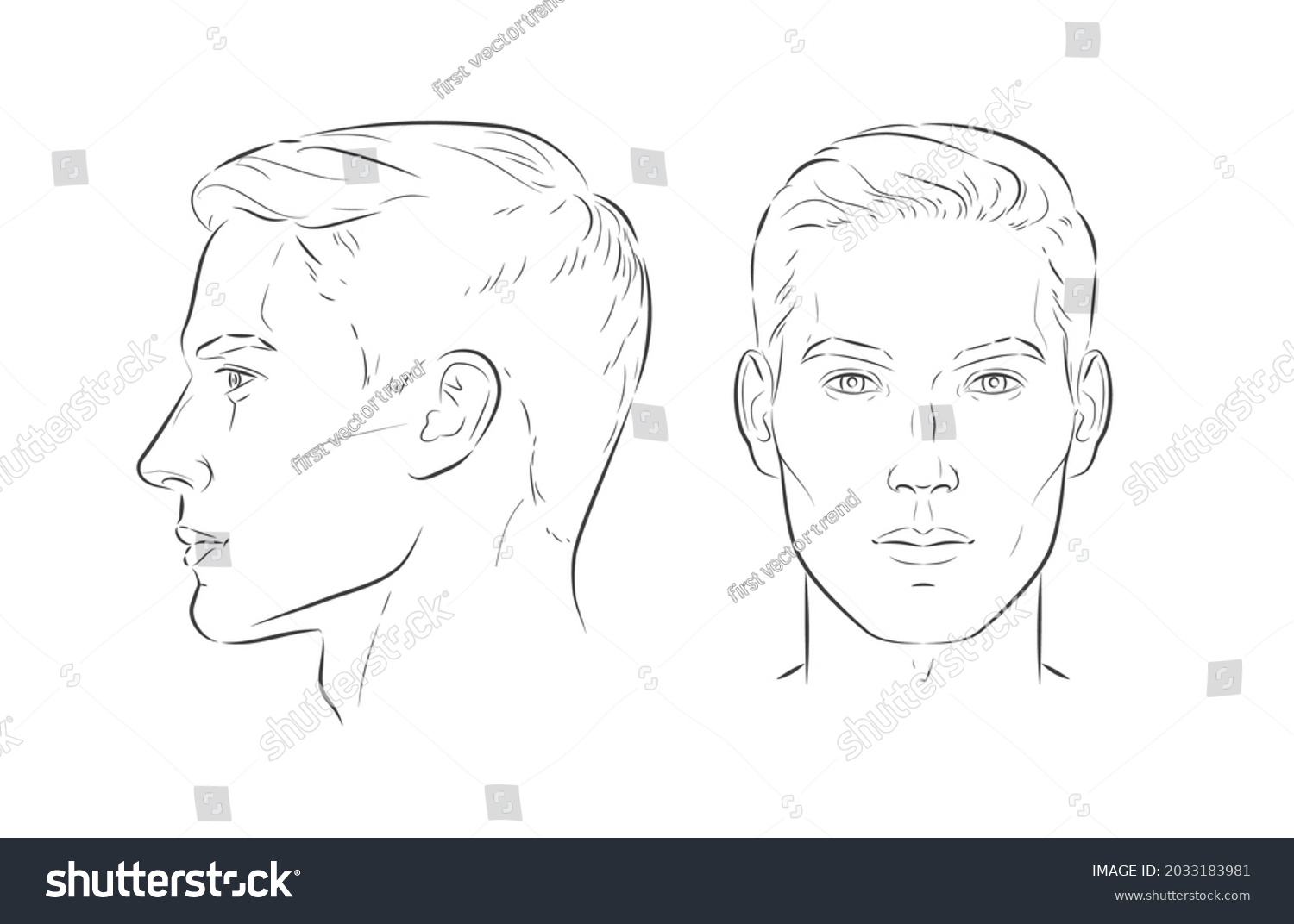 Set Man Face Different Angles Front Stock Vector (Royalty Free ...