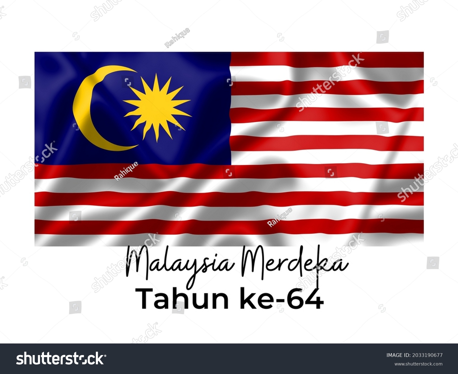 Stock Photo Malaysia Flag With Malaysia Merdeka Tahun Ke Wording 2033190677 