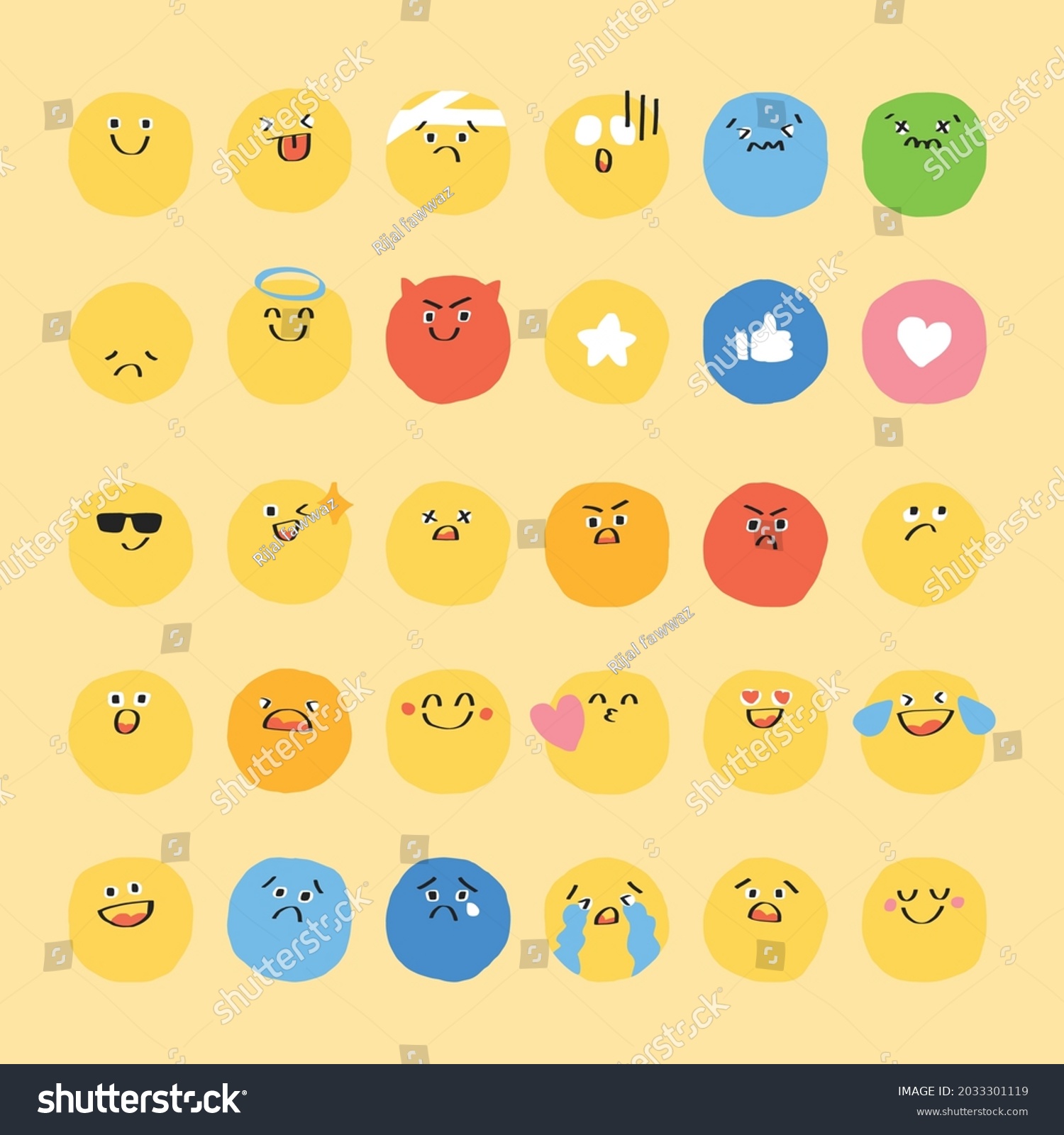 Cute Pack Emoticon Your Project Design Stock Vector (Royalty Free ...