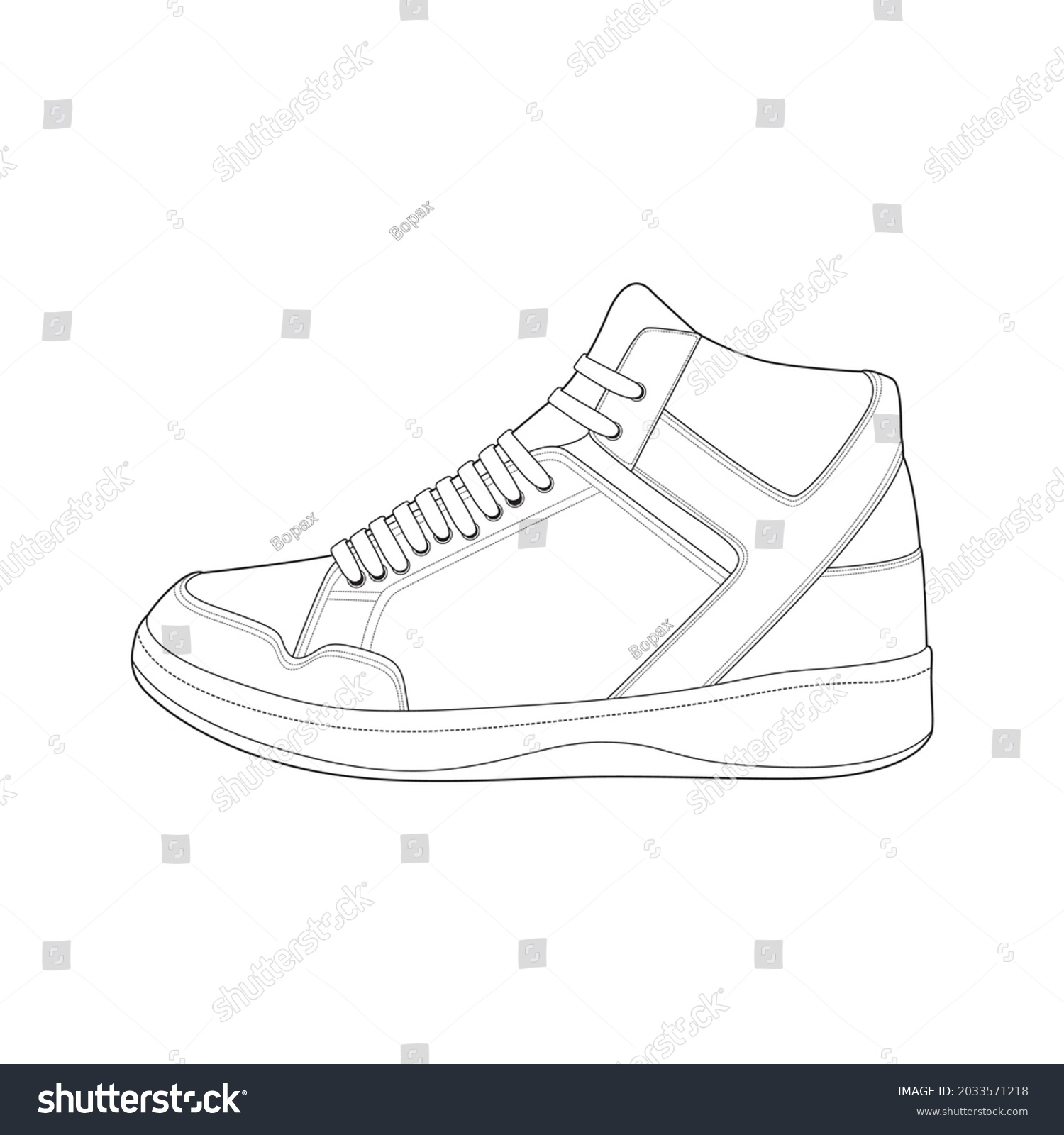 Sneaker Drawing Vector Line Art Sneaker Stock Vector (Royalty Free ...