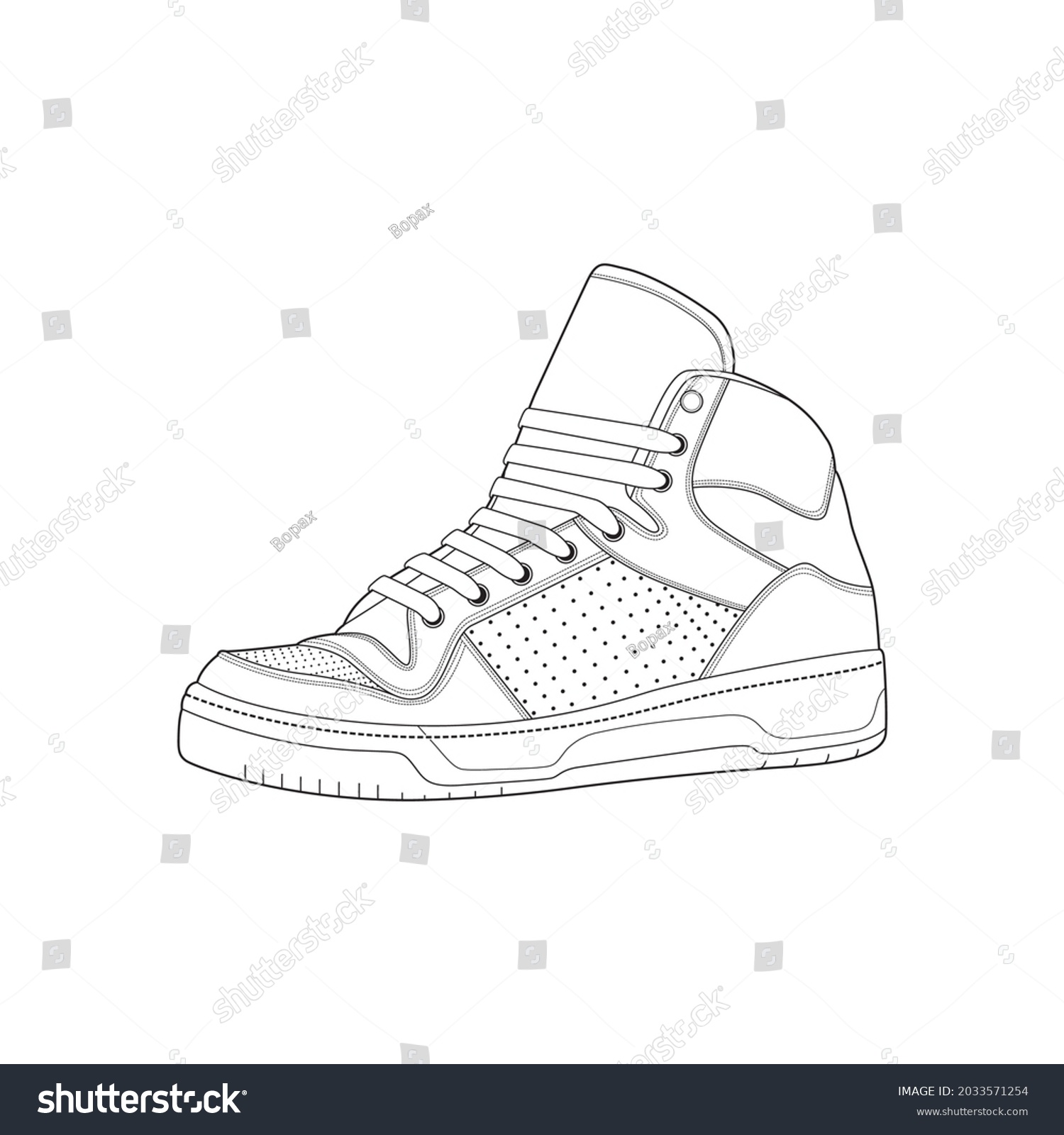 Sneaker Drawing Vector Line Art Sneaker Stock Vector (Royalty Free ...