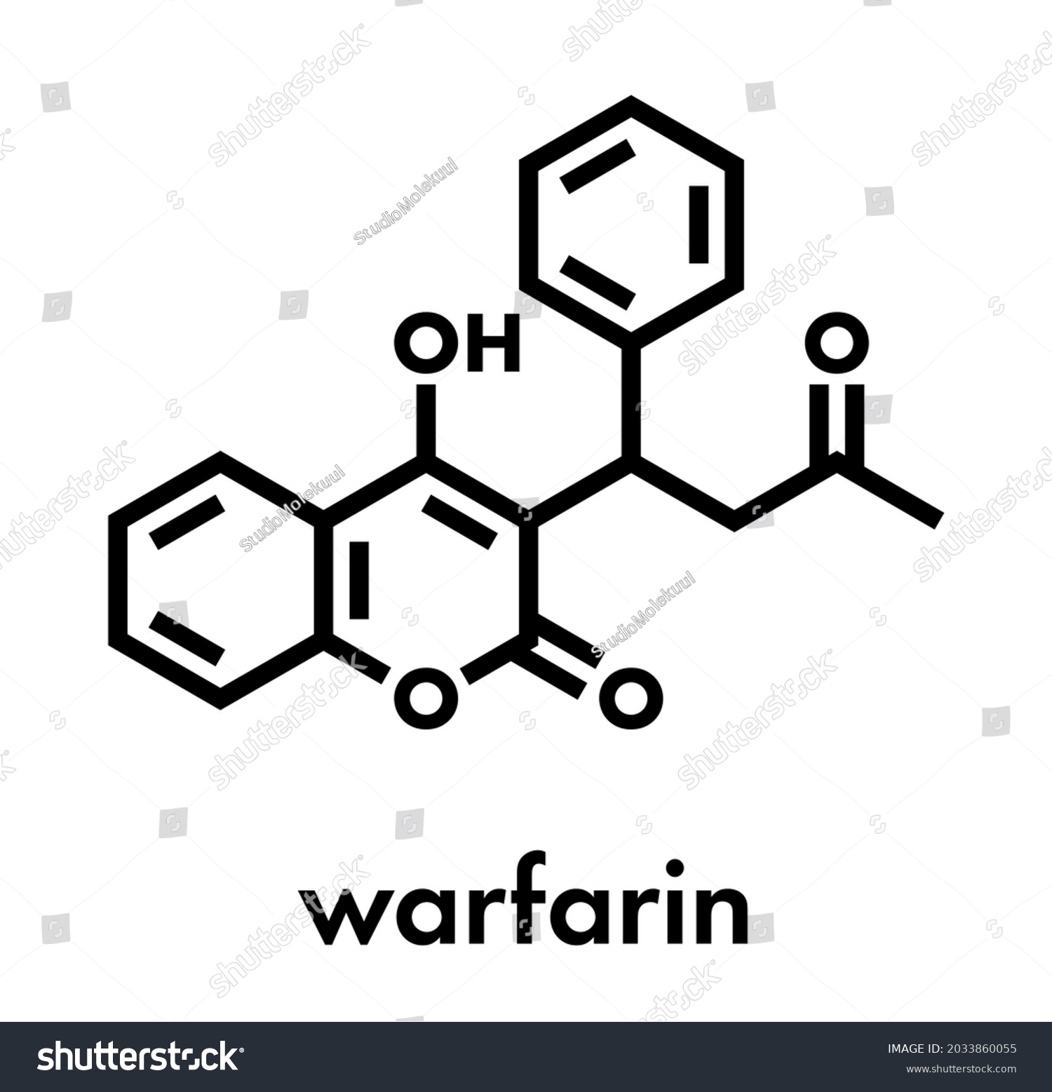 Warfarin Anticoagulant Drug Molecule Used Thrombosis Stock Vector ...