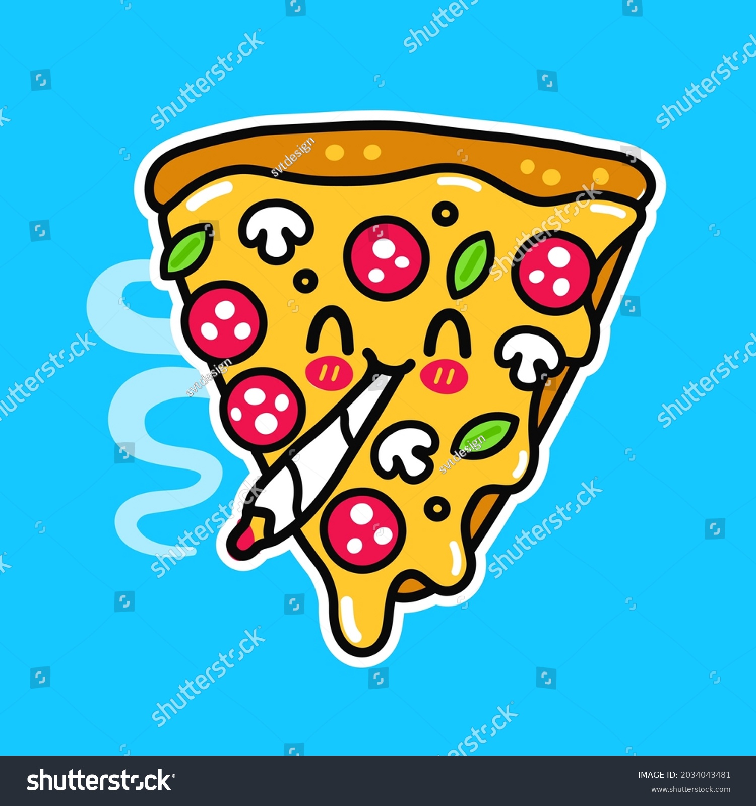 Funny Happy Pizza Slice Smoking Weed Stock Vector (Royalty Free ...