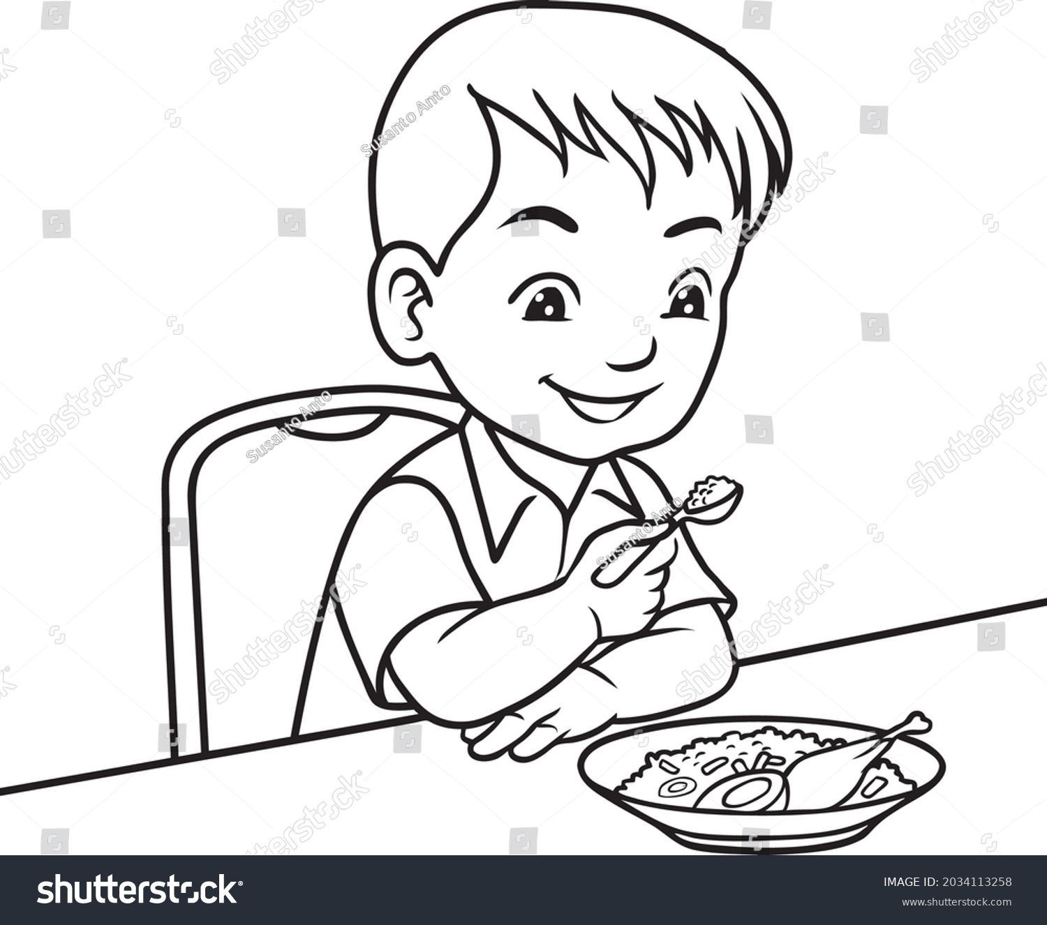 Child Eating Line Vector Illustration Isolated 2034113258 child-eating-line-vector-illustration-isolated-2034113258