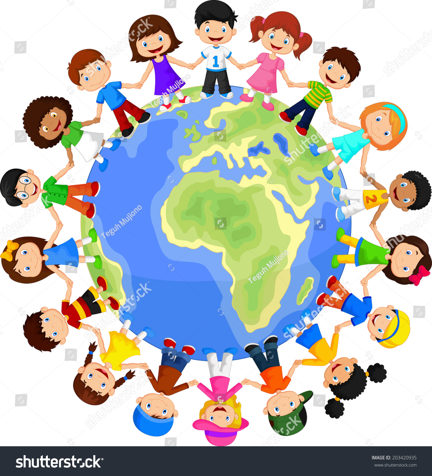 Circle Happy Children Different Races Stock Vector (Royalty Free ...