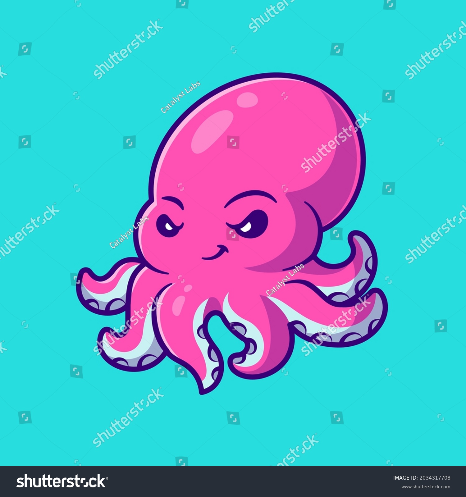 Cute Octopus Cartoon Vector Icon Illustration Stock Vector (Royalty ...