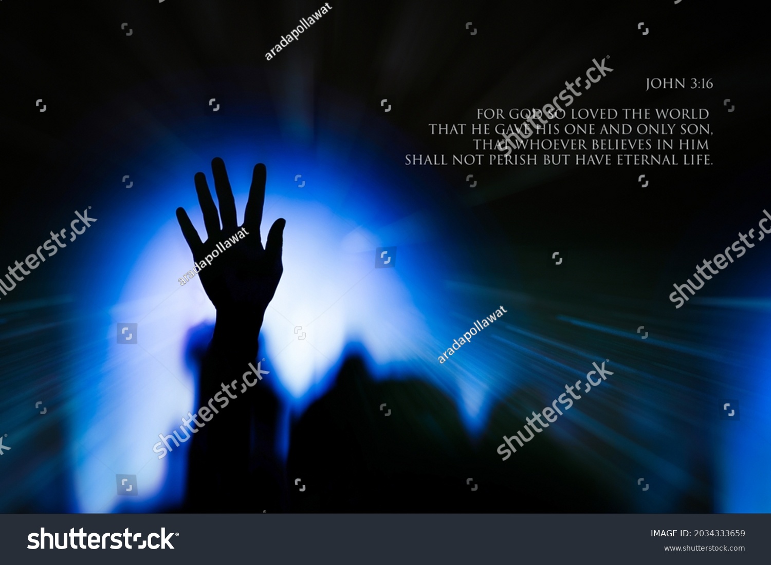 Bible Verse Over Raised Hand Low Stock Photo 2034333659 | Shutterstock