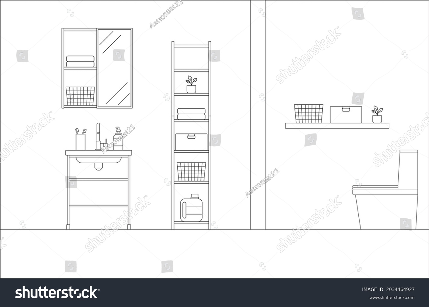 Interior Bathroom Furniture Vector Stock Vector (Royalty Free ...