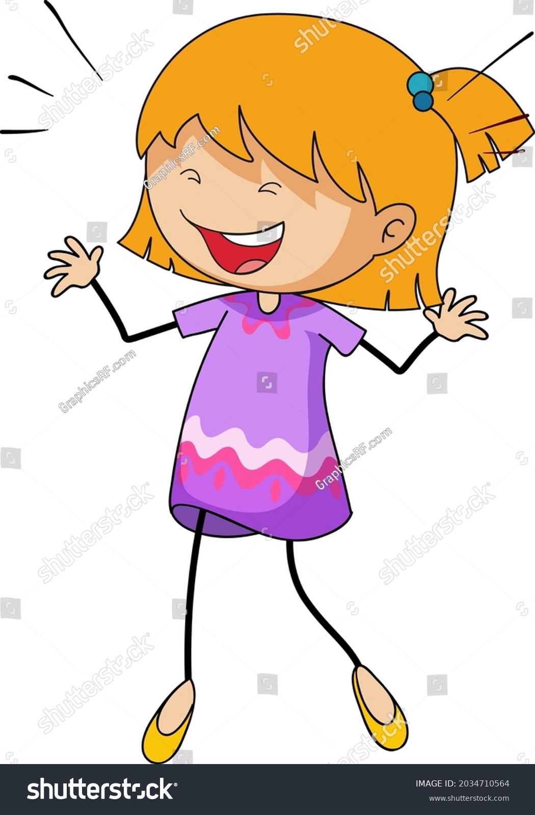 Happy Girl Doodle Cartoon Character Isolated Stock Vector (Royalty Free ...