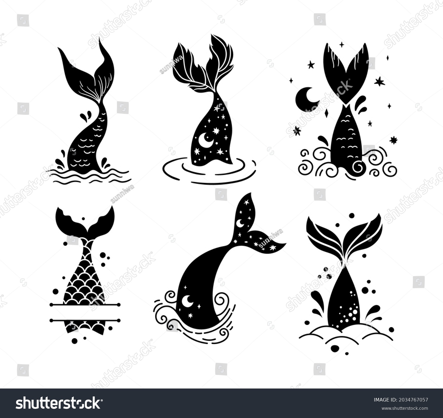 Little Mermaid Tail Isolated Clipart Bundle Stock Vector (Royalty Free ...