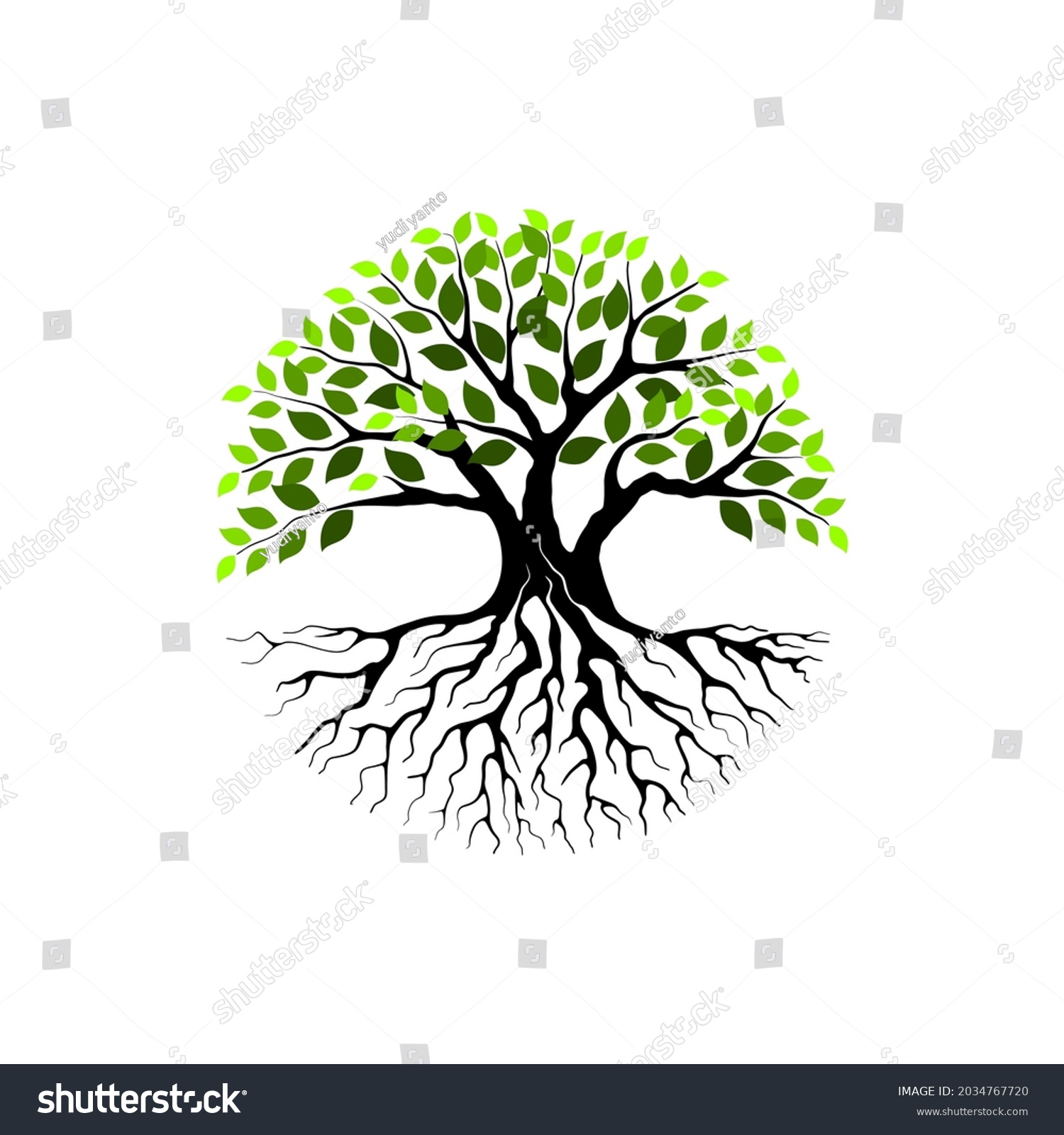 Tree Roots Vector Tree Round Shape Stock Vector (Royalty Free ...