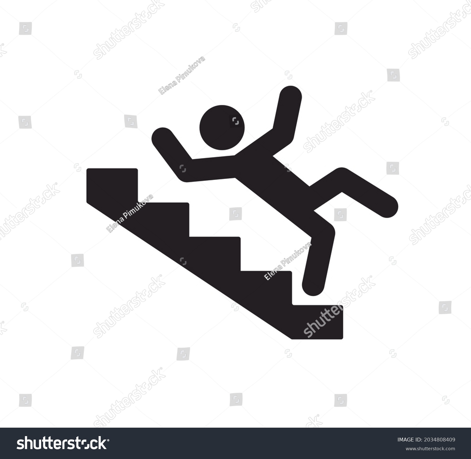 Caution Stairway Sign Man Falling Down Stock Vector (Royalty Free ...