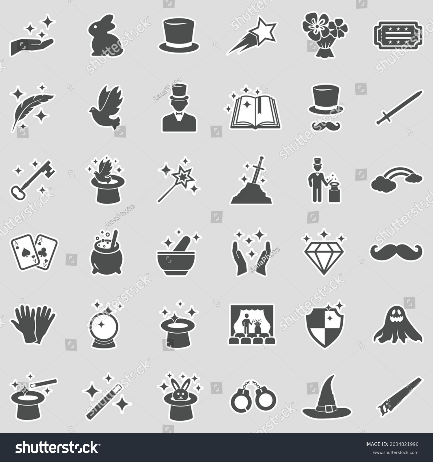 Magic Icons Sticker Design Vector Illustration Stock Vector (Royalty ...