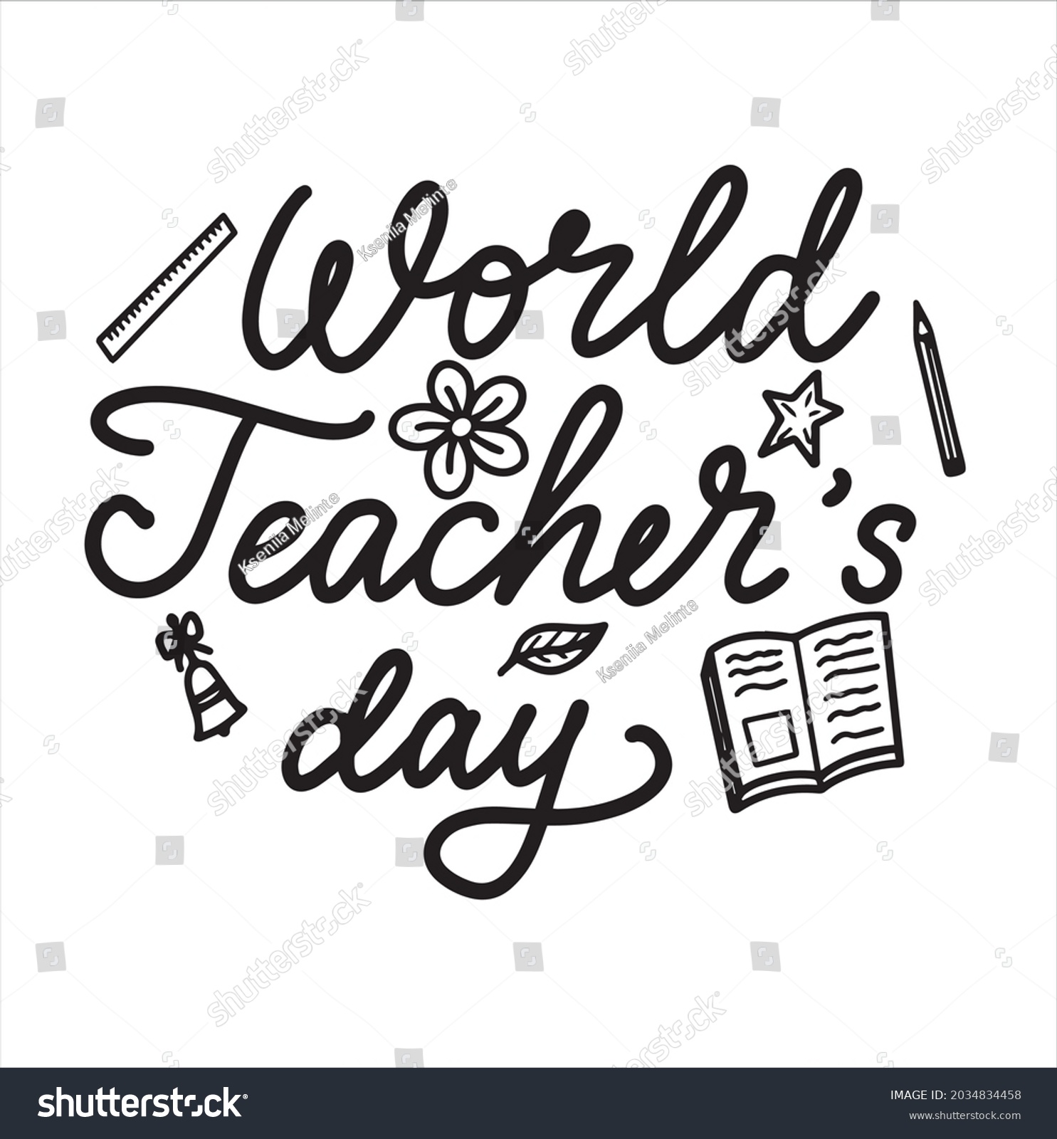 World Teachers Day Modern Brush Calligraphy Stock Vector (Royalty Free ...