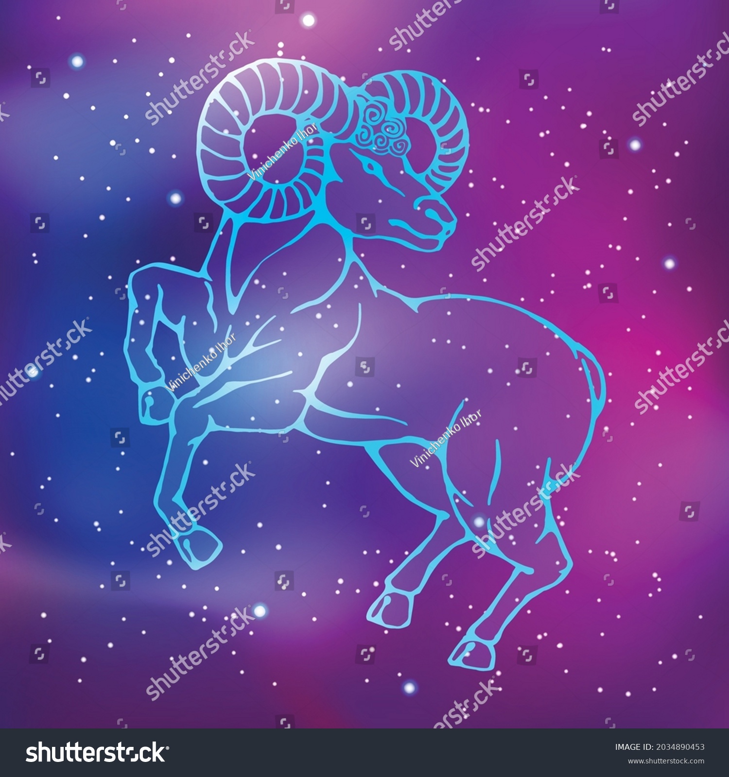 Aries Constellation Mythological Zodiac Animals Minimalistic Stock ...