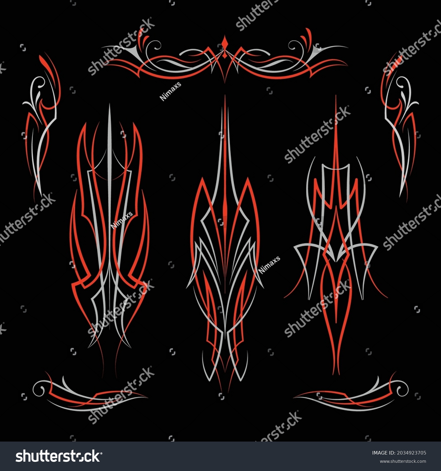 Set Pinstriping Motorcycle Car Art Old Stock Vector (Royalty Free ...