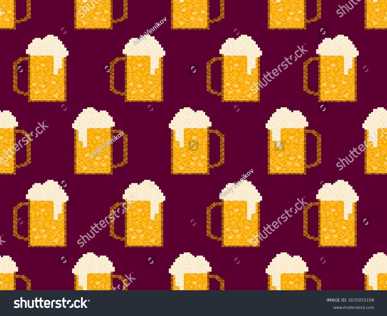 Pixel Beer Seamless Pattern Glass Beer Stock Vector Royalty Free Shutterstock