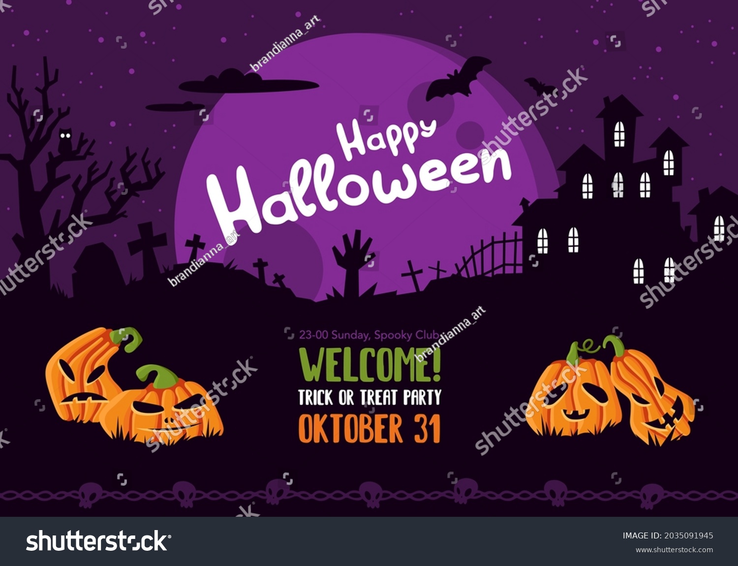 Halloween Poster Template Scary Party Invitation Stock Vector (Royalty ...