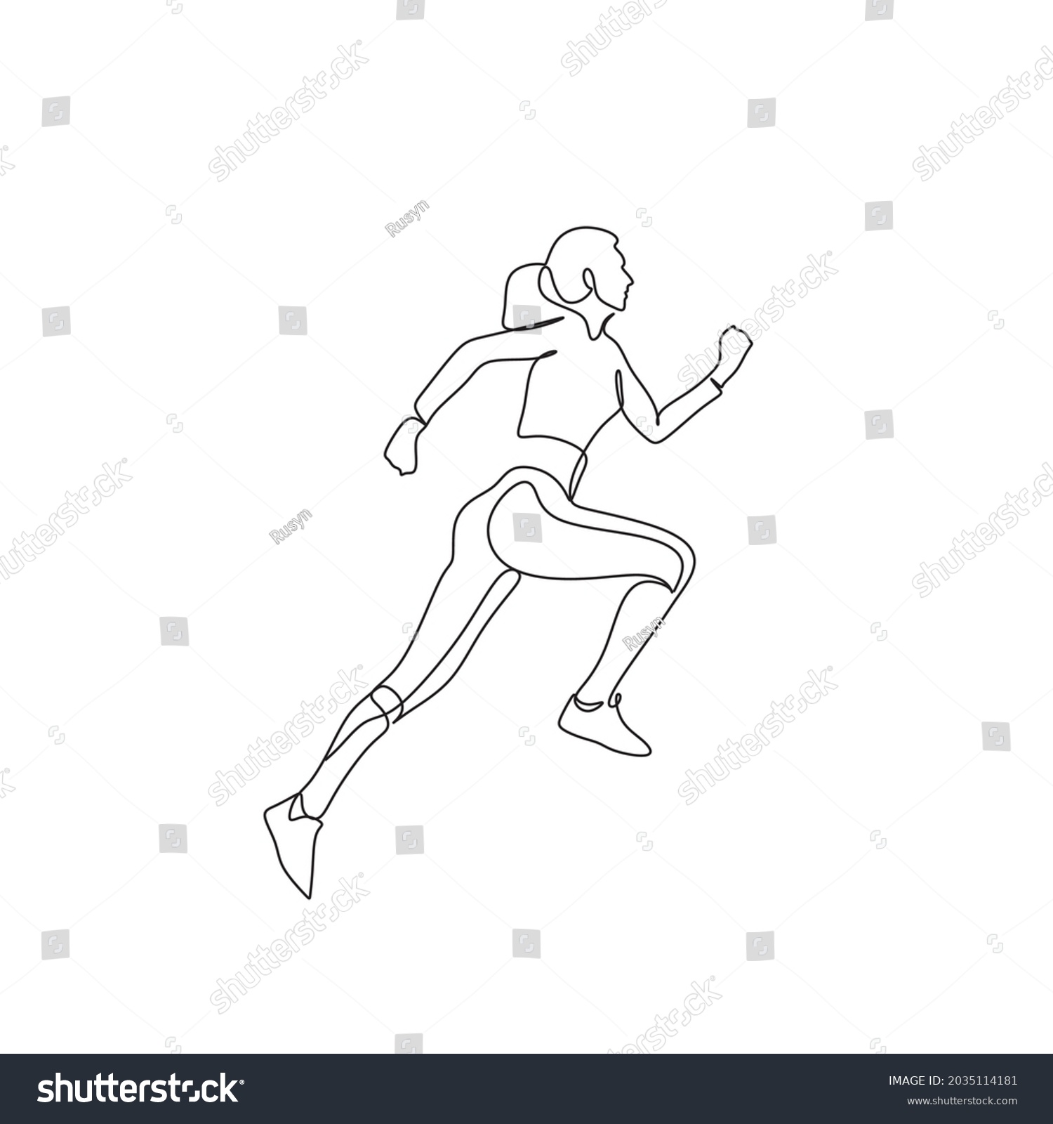 Sportsman Line Drawing Line Art Vector Stock Vector (Royalty Free ...