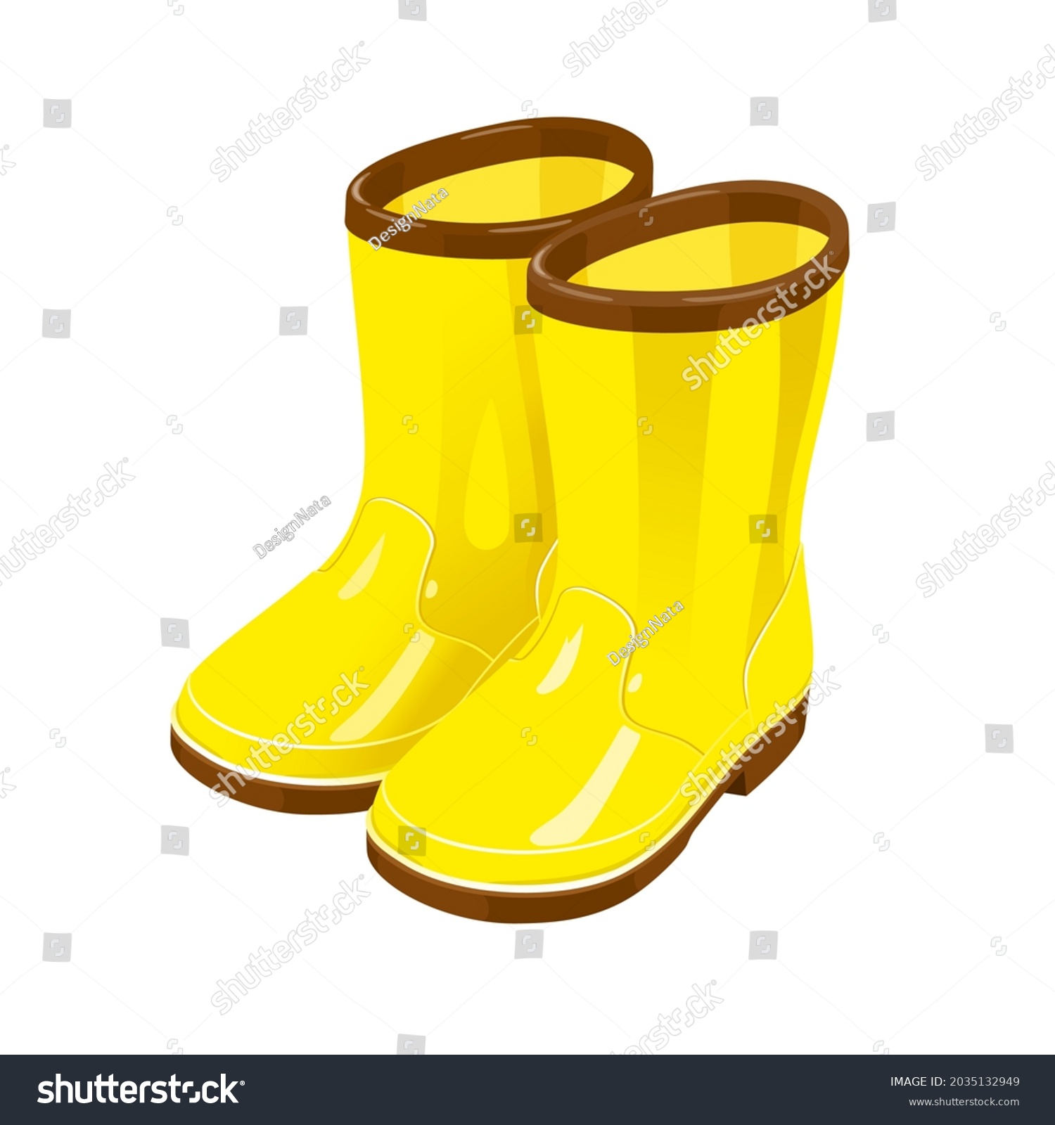 Yellow Rubber Boots Cartoon Vector Illustration Stock Vector (Royalty ...