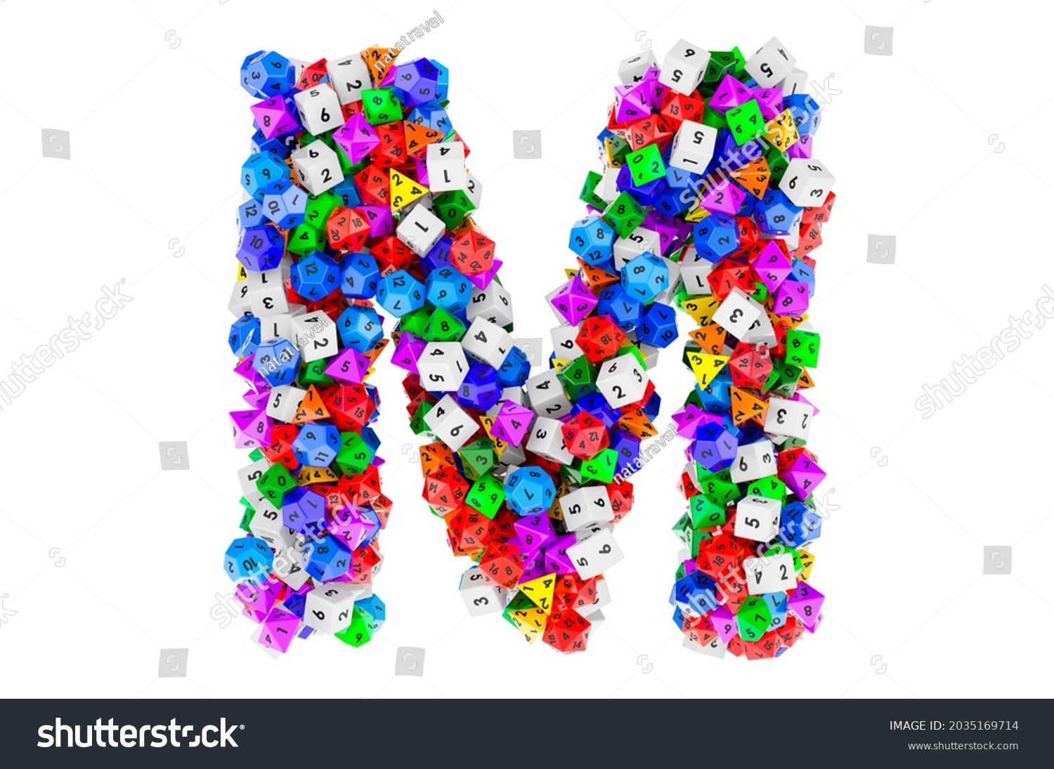 Alphabet Letter M Colored Roleplaying Dice Stock Illustration ...