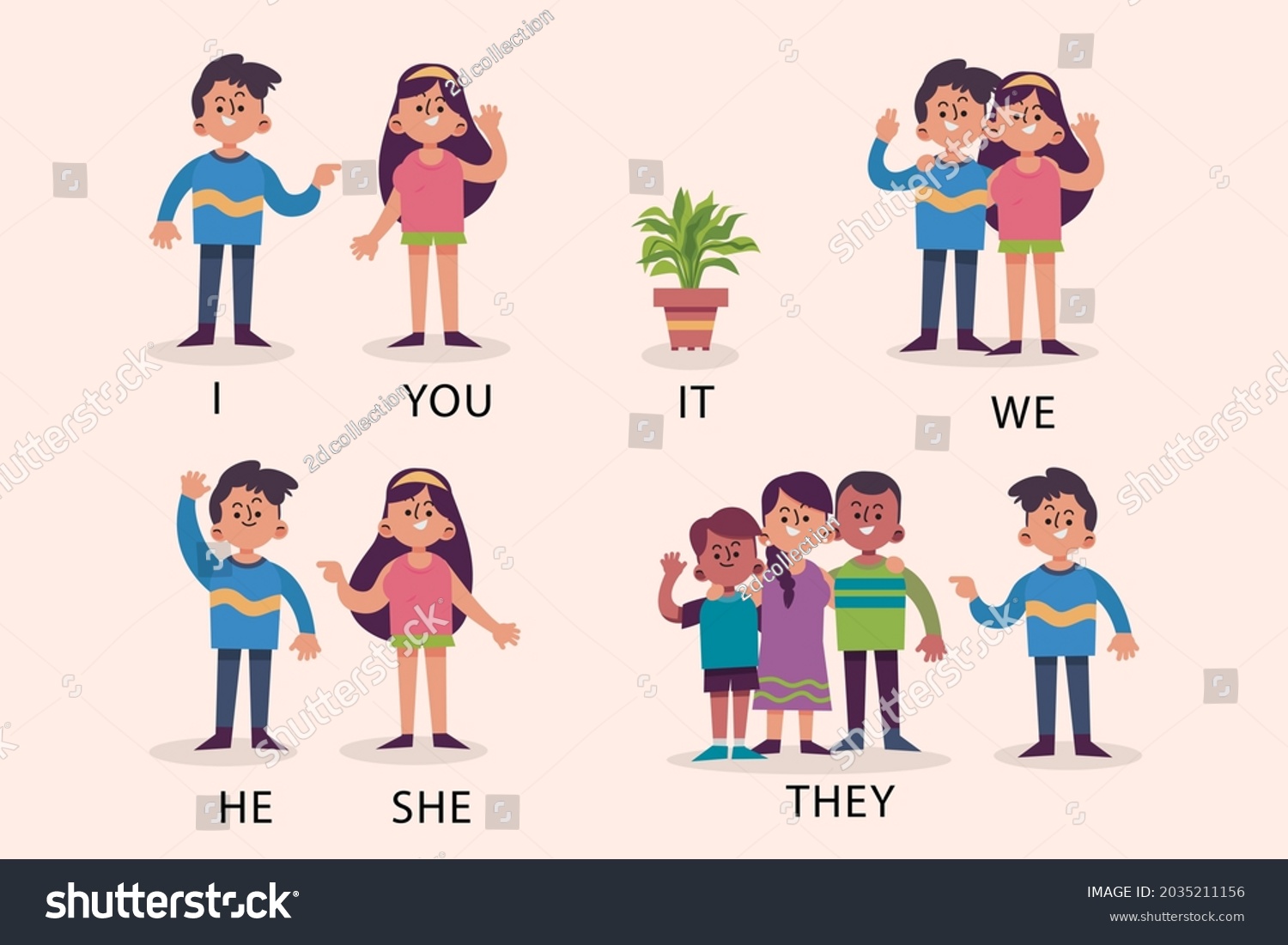 English Subject Pronouns Preschool Kindergarten School Stock Vector ...