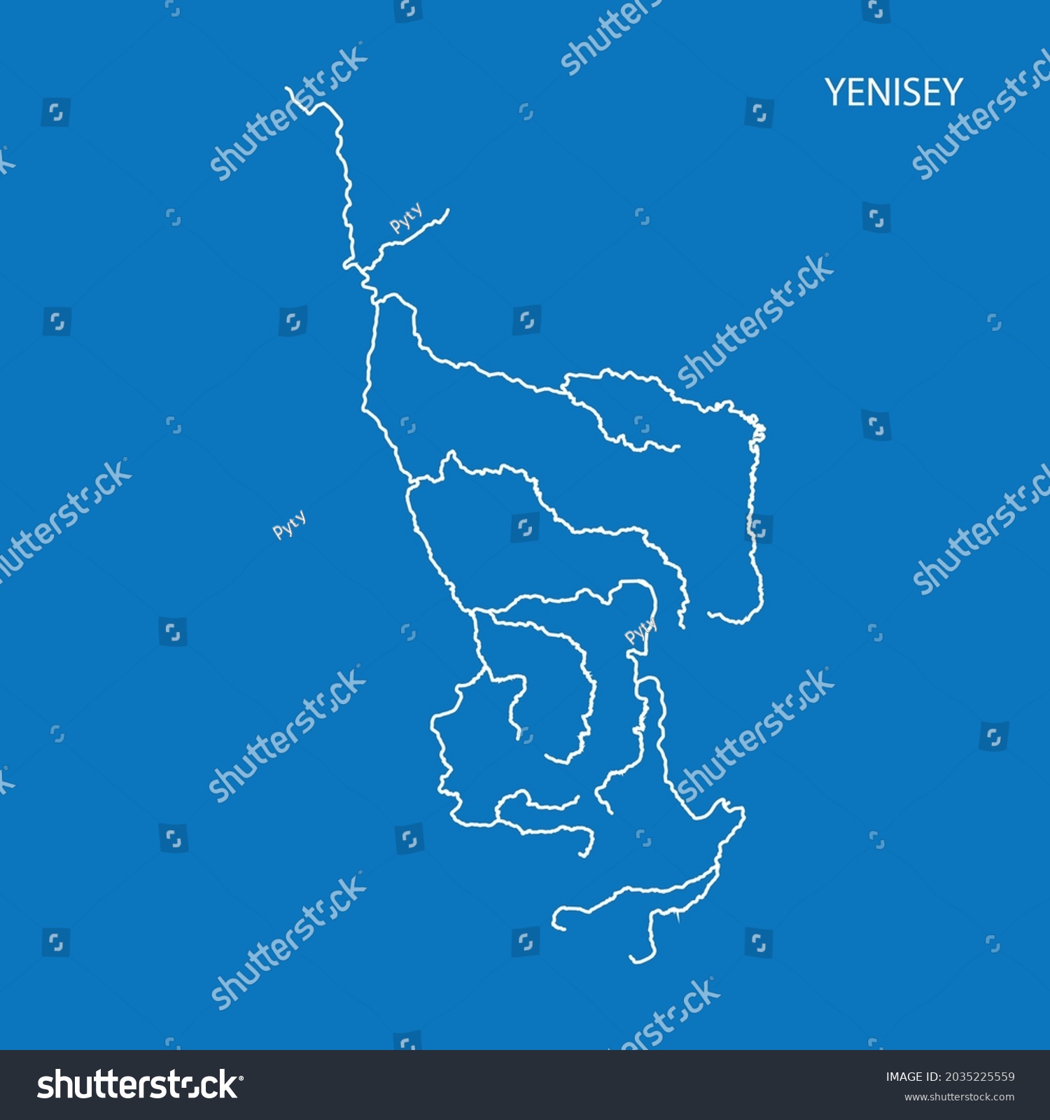 Map Yenisey River Drainage Basin Simple Stock Vector Royalty Free   Stock Vector Map Of Yenisey River Drainage Basin Simple Thin Outline Vector Illustration 2035225559 