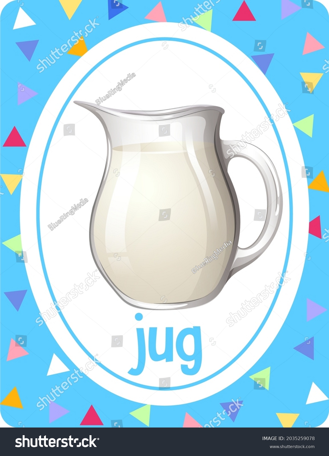 vocabulary-flashcard-word-jug-illustration-stock-vector-royalty-free