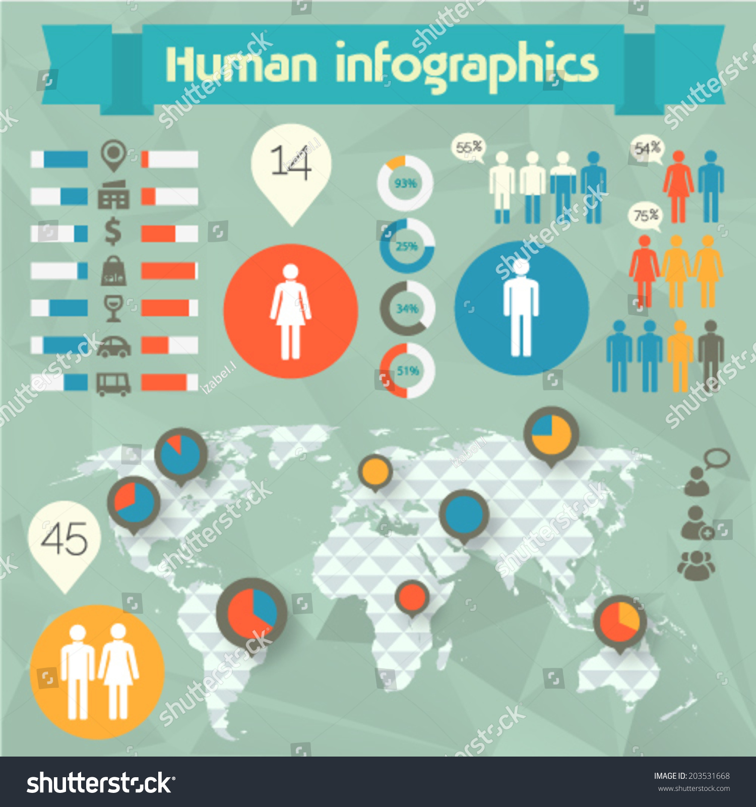 Human Issues Infographics Template Witn 3d Stock Vector (Royalty Free ...