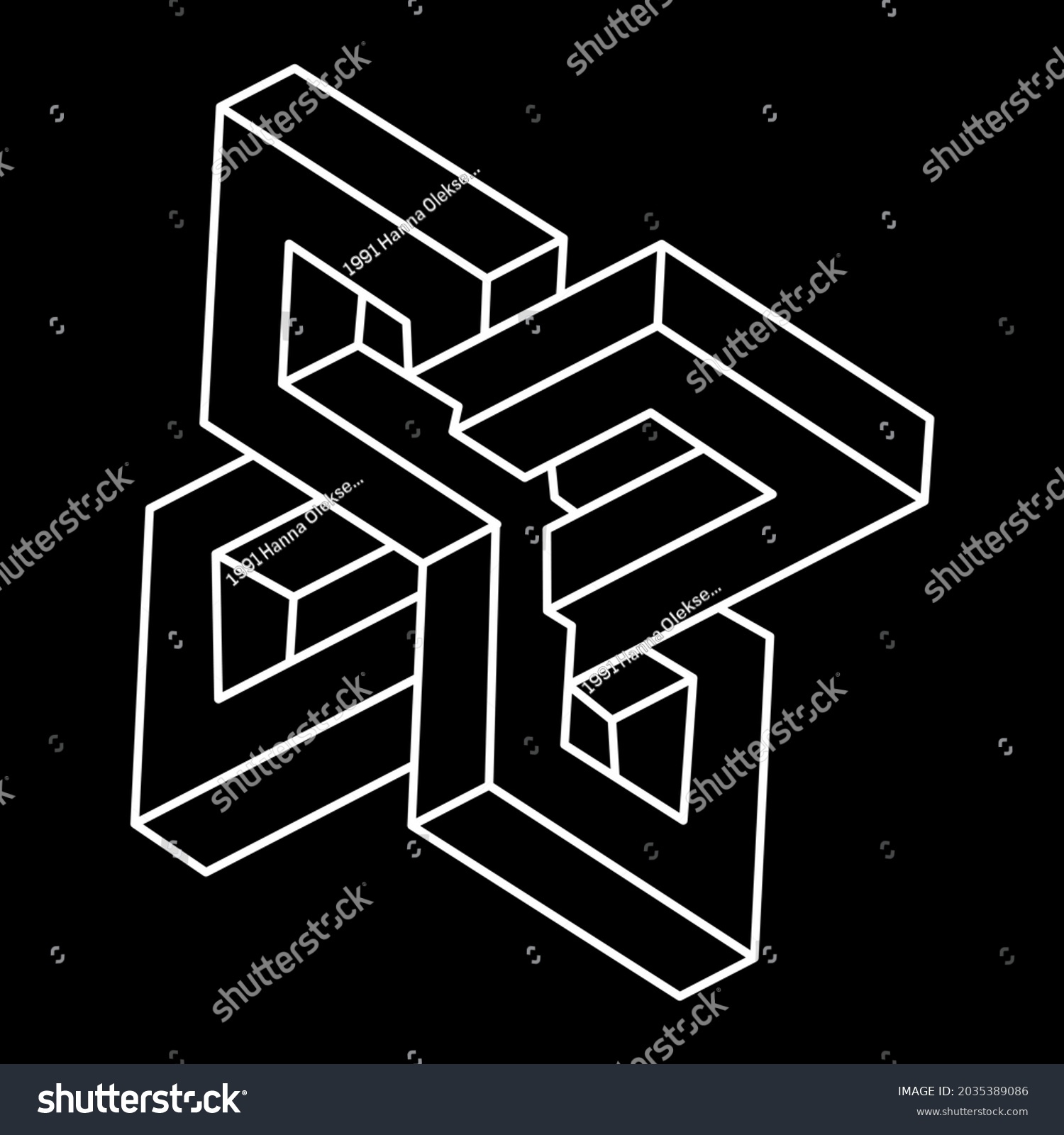 Impossible Optical Illusion Shapes Escher Style Stock Vector (Royalty ...